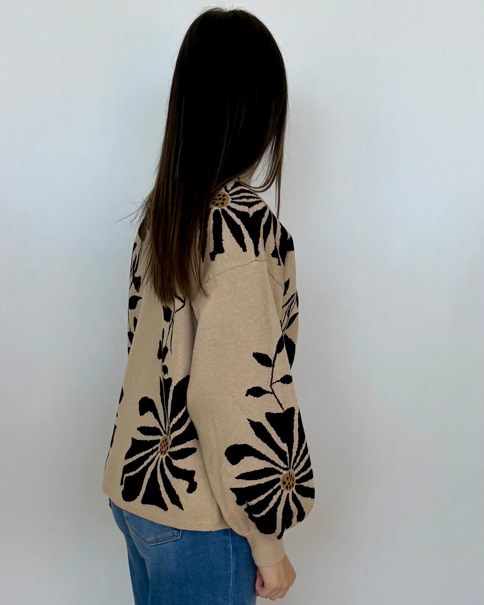 Graceful Days Ecru Floral Print Sweater-Shop-Womens-Boutique-Clothing
