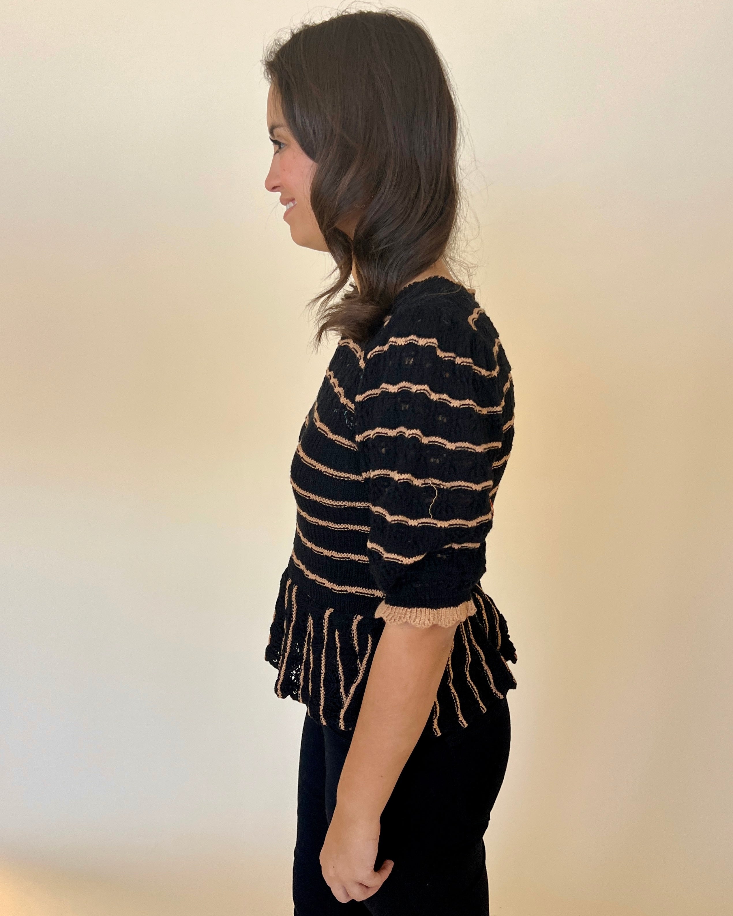 Sweet Sayings Black Striped Knit Top-Shop-Womens-Boutique-Clothing