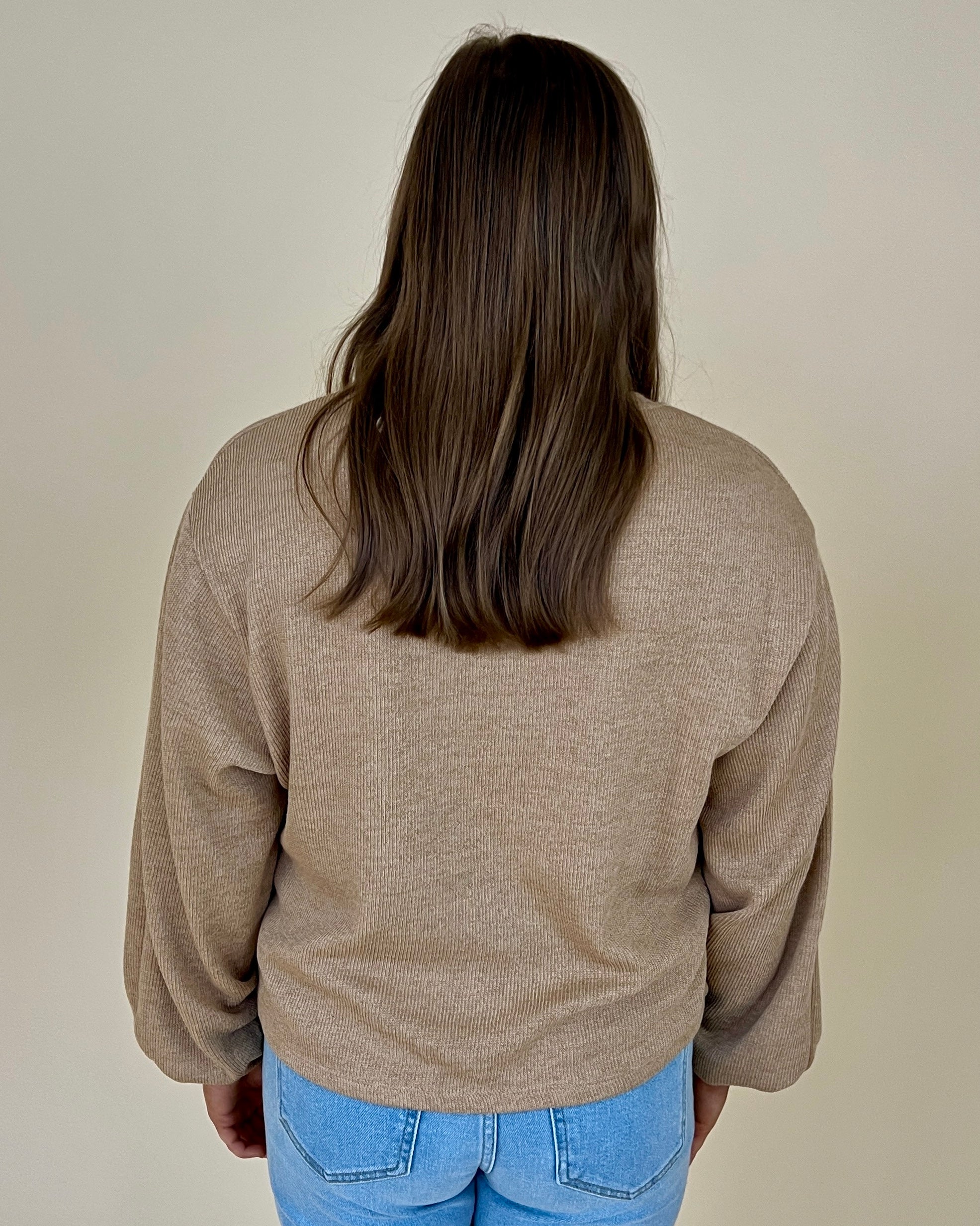 In The Works Taupe Rib High Low Top-Shop-Womens-Boutique-Clothing