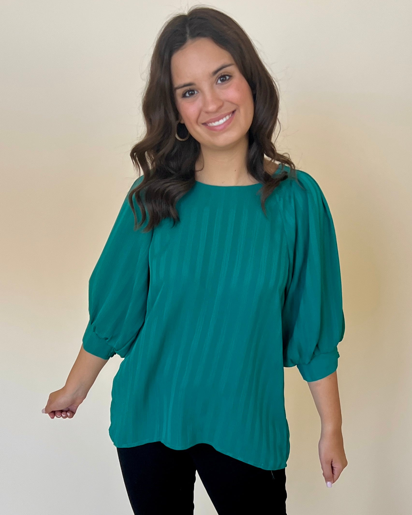 City Lights Emerald Stripe Satin Top-Shop-Womens-Boutique-Clothing
