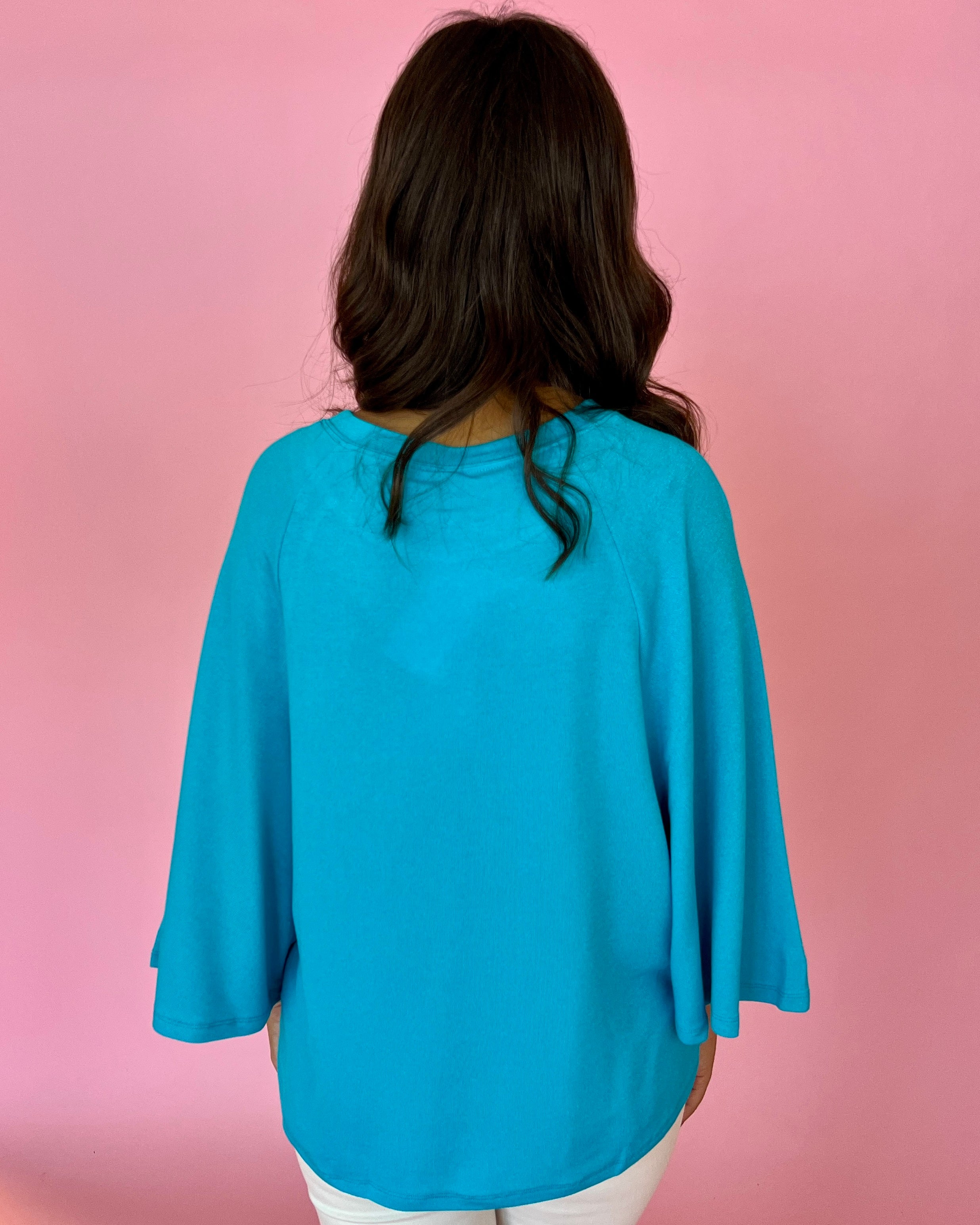 Comfy And Cute Teal Raglan Sleeve Knit Top-Shop-Womens-Boutique-Clothing