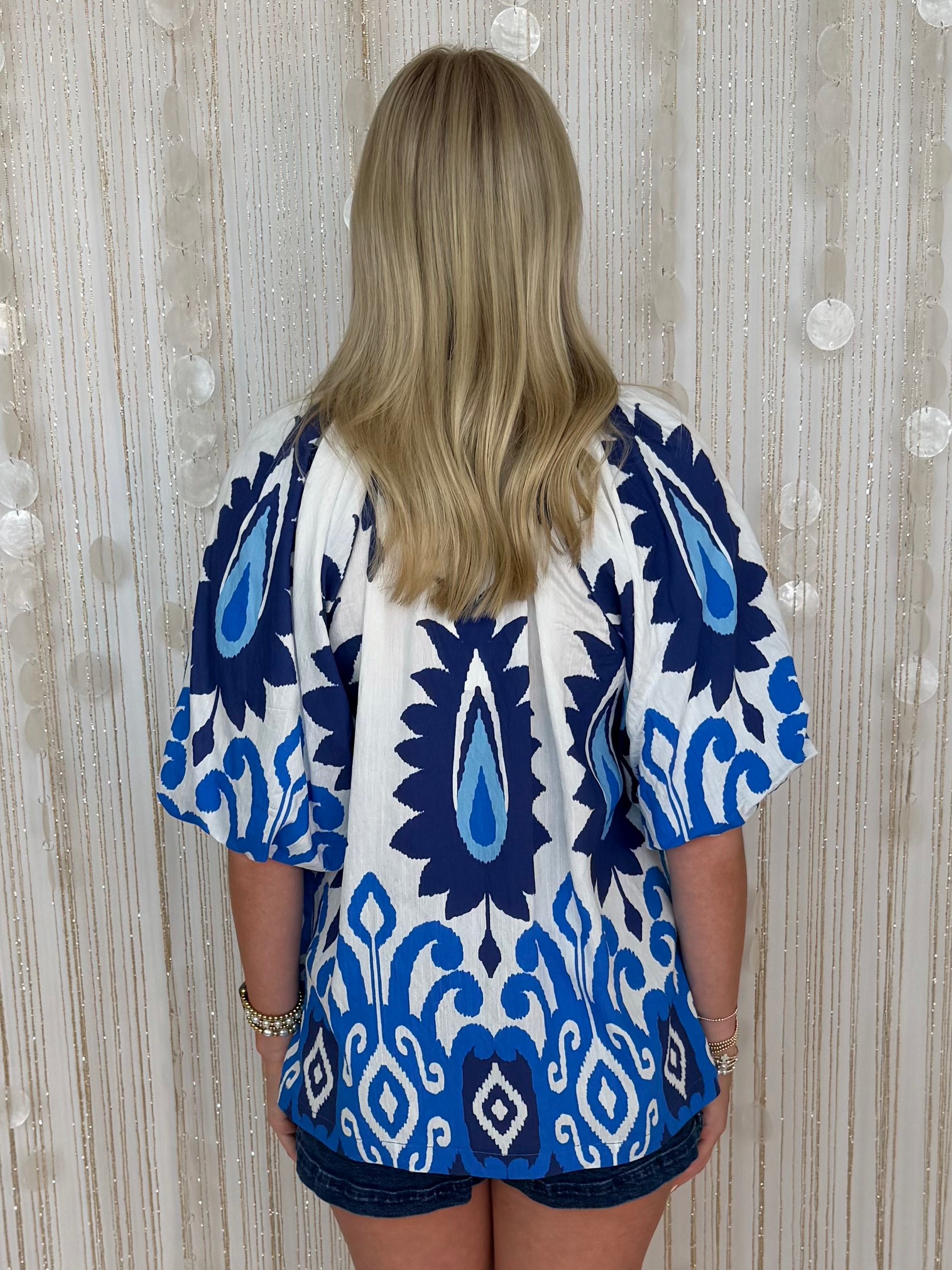 My Own Way Cerulean Mix Print Top-Shop-Womens-Boutique-Clothing