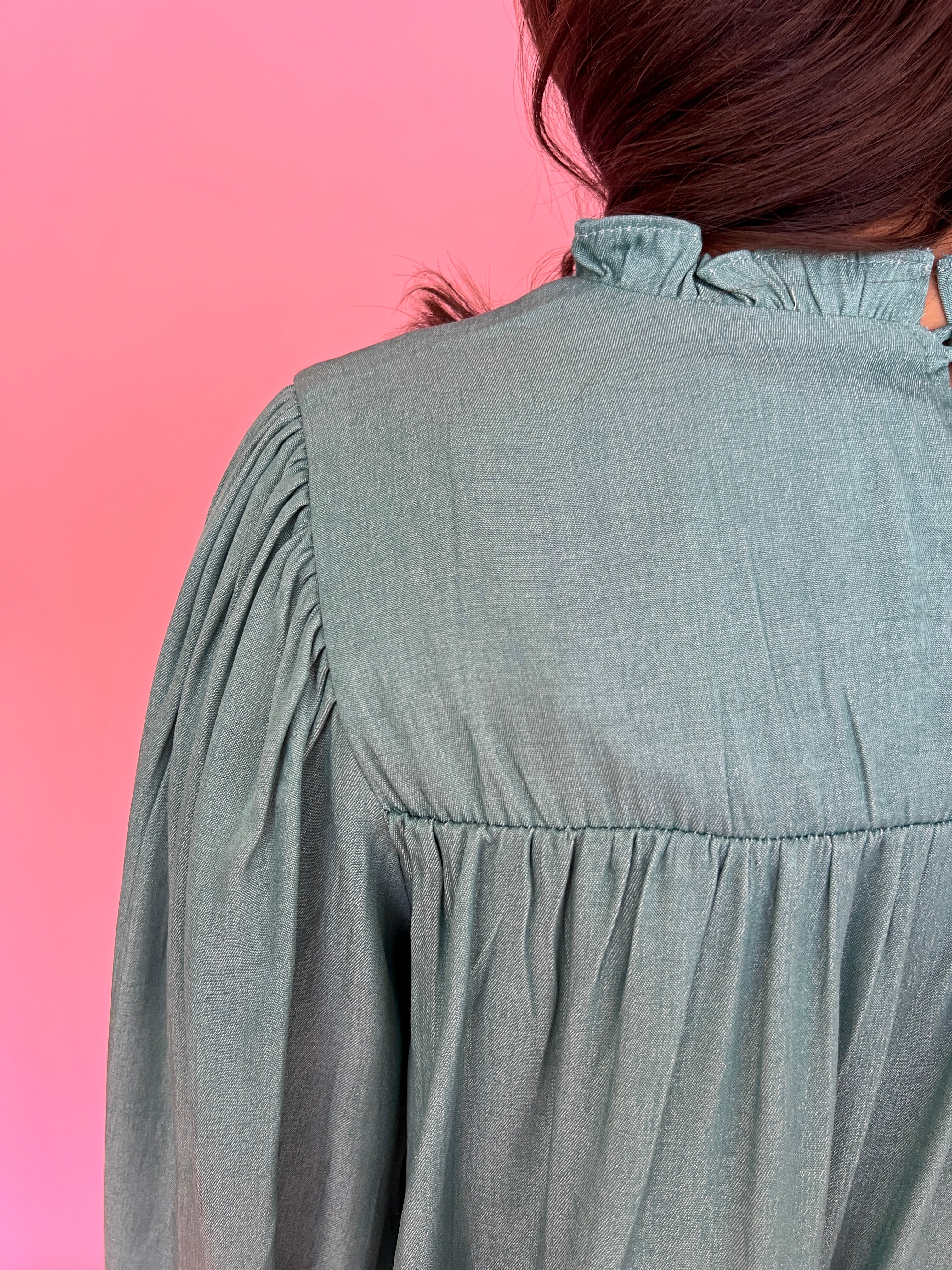 Totally Convinced Sage Green Pintuck Top-Shop-Womens-Boutique-Clothing
