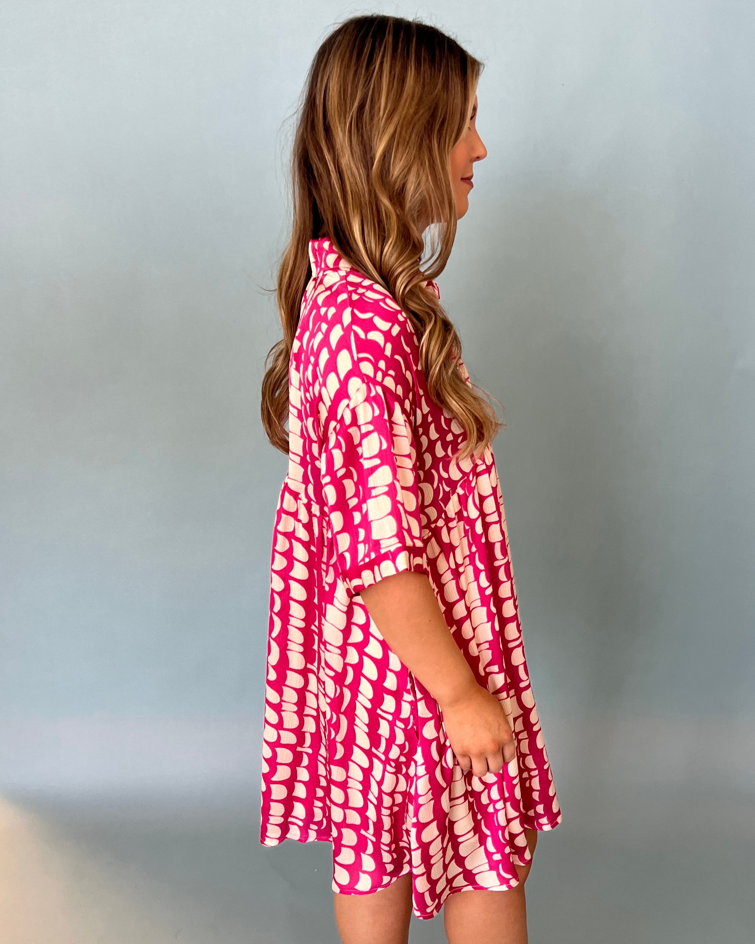 Untouchable Hot Pink Printed Satin Dress-Shop-Womens-Boutique-Clothing