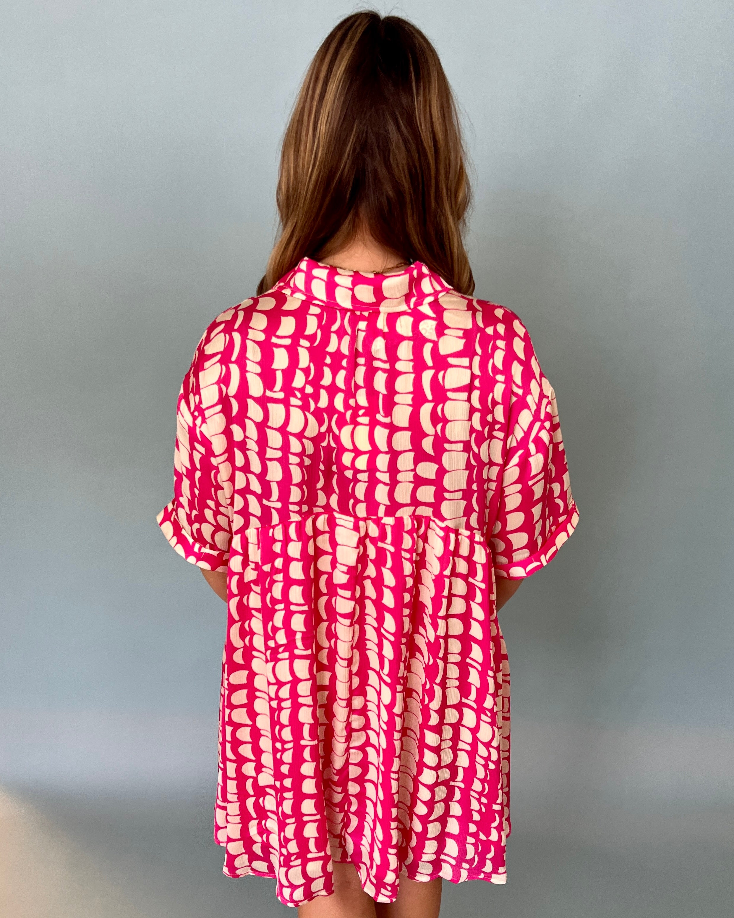 Untouchable Hot Pink Printed Satin Dress-Shop-Womens-Boutique-Clothing