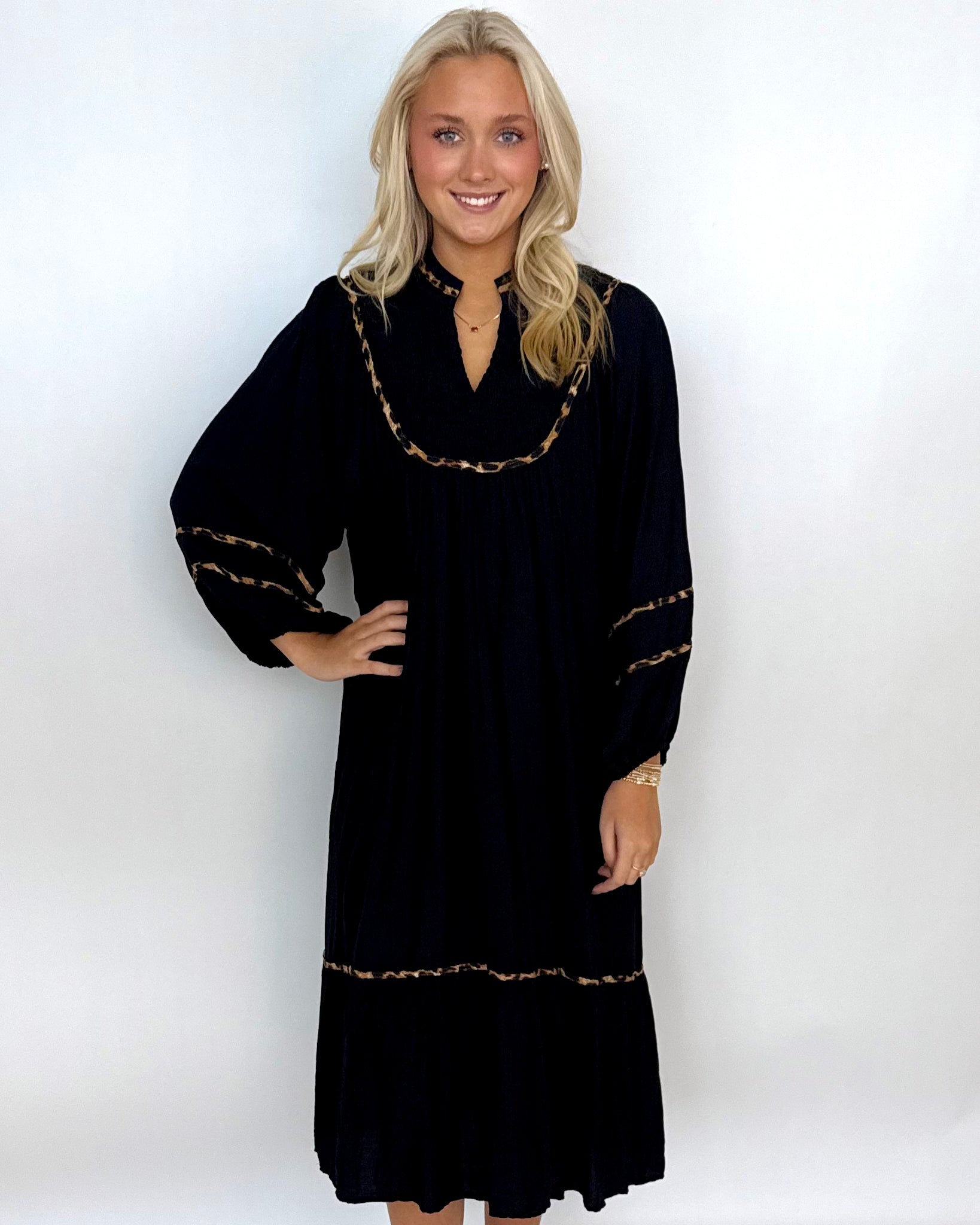A Lovely Life Black Smocked Maxi Dress-Shop-Womens-Boutique-Clothing