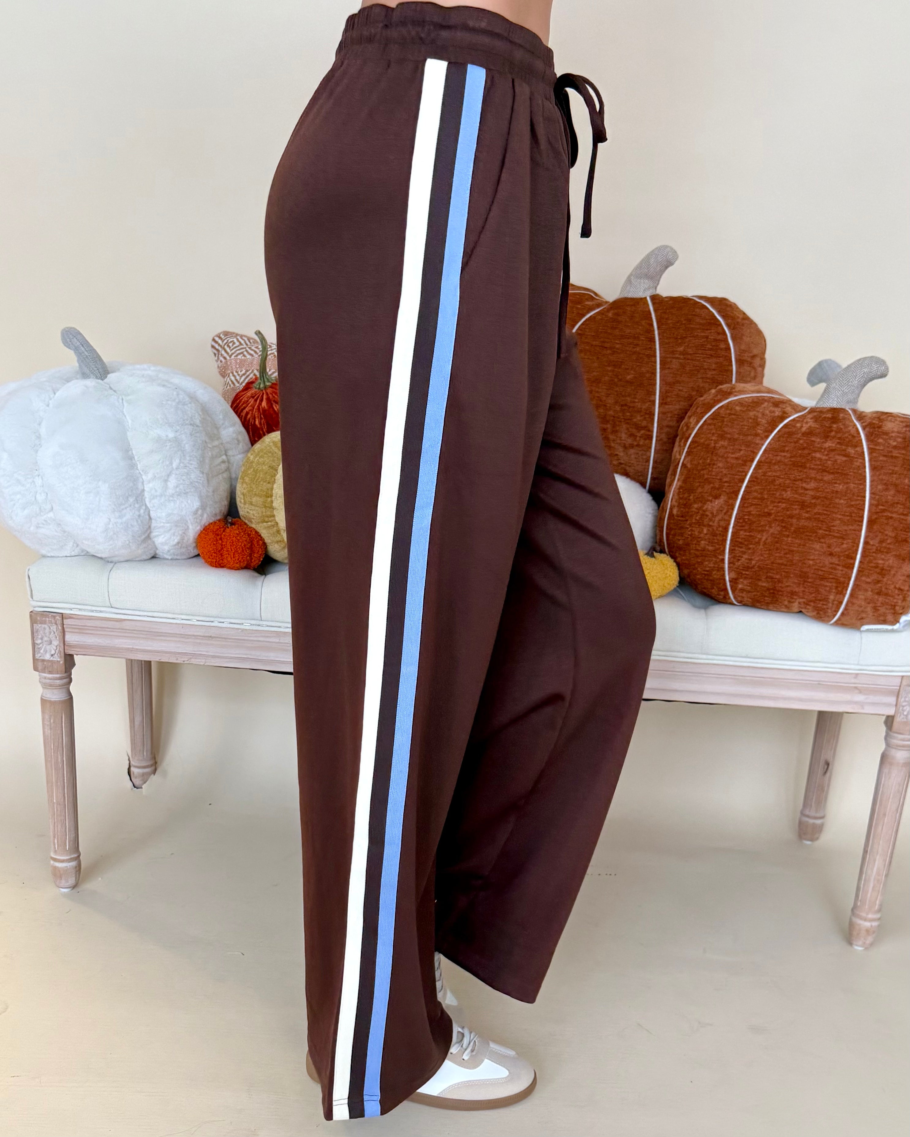 Share Your Story Brown Trim Detail Sweatpants-Shop-Womens-Boutique-Clothing