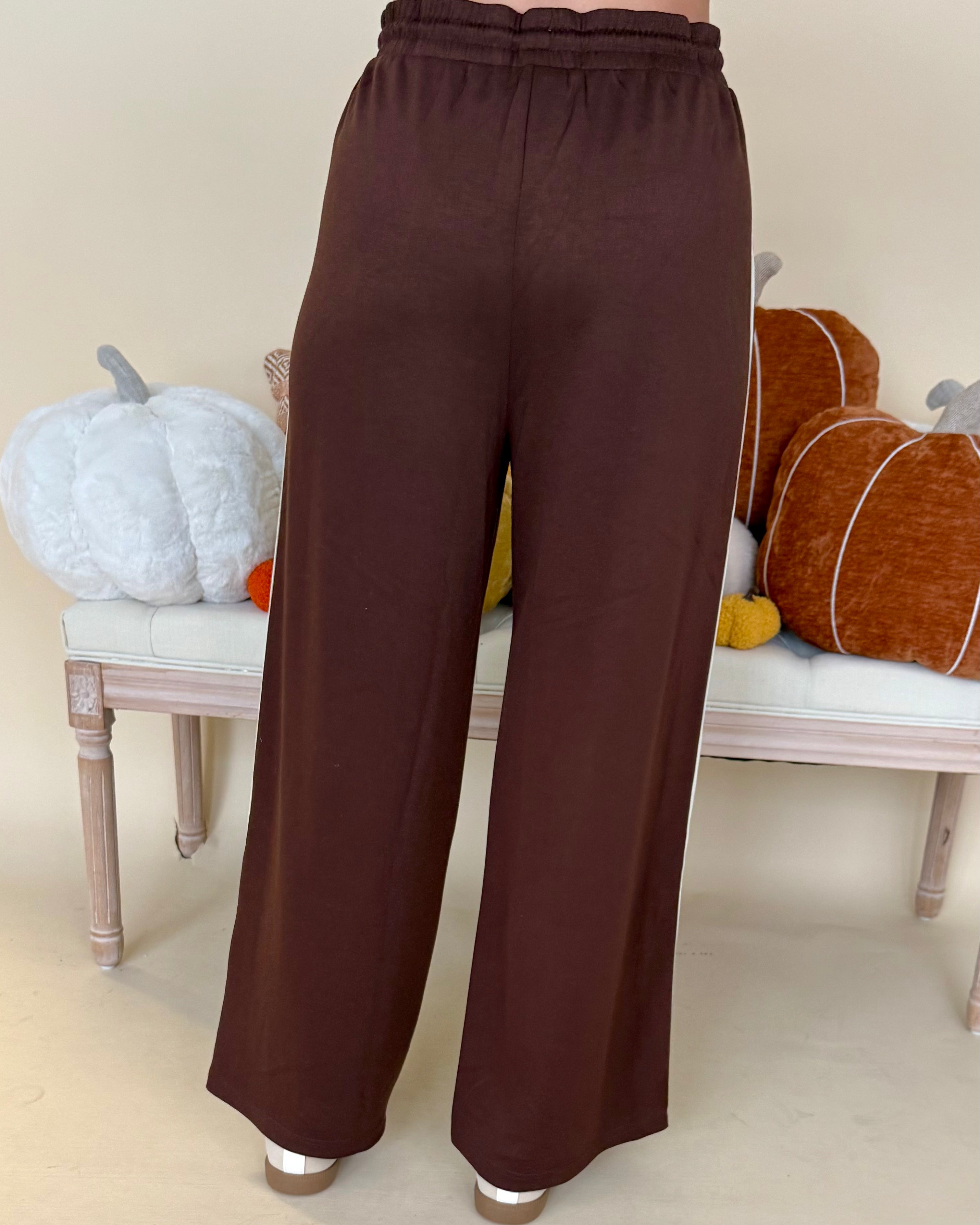 Share Your Story Brown Trim Detail Sweatpants-Shop-Womens-Boutique-Clothing