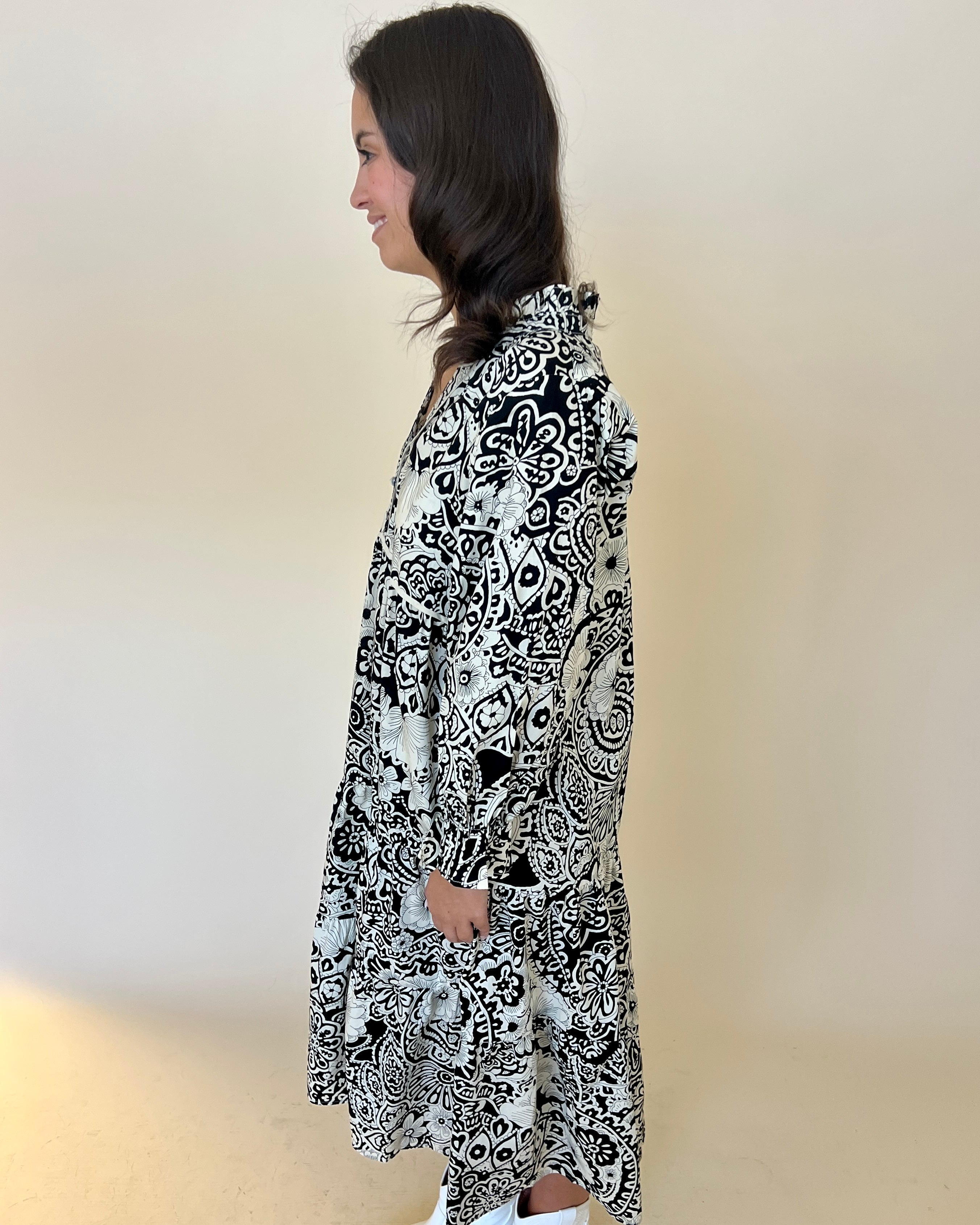 Never The Same Black Mix Floral Midi Dress-Shop-Womens-Boutique-Clothing