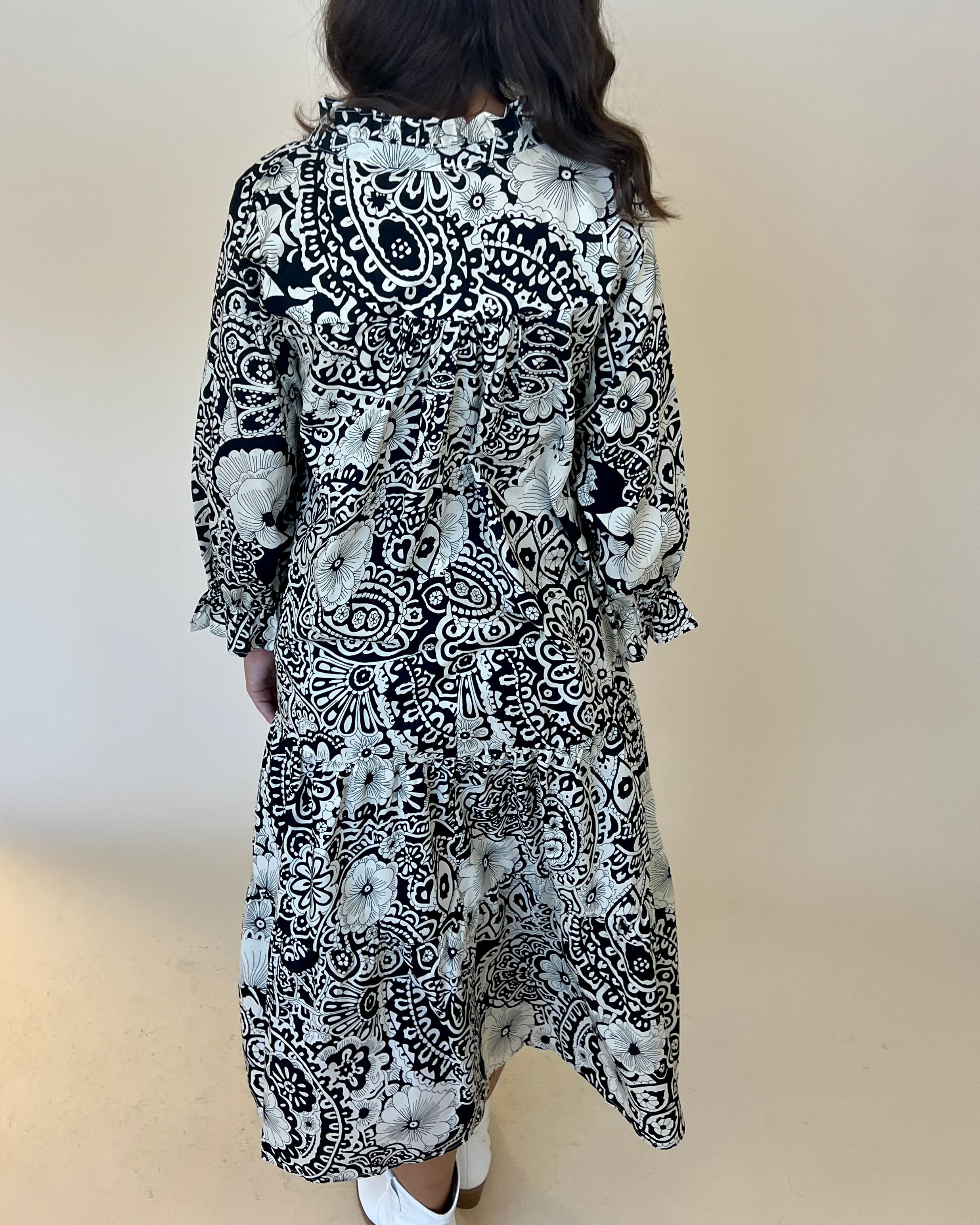 Never The Same Black Mix Floral Midi Dress-Shop-Womens-Boutique-Clothing