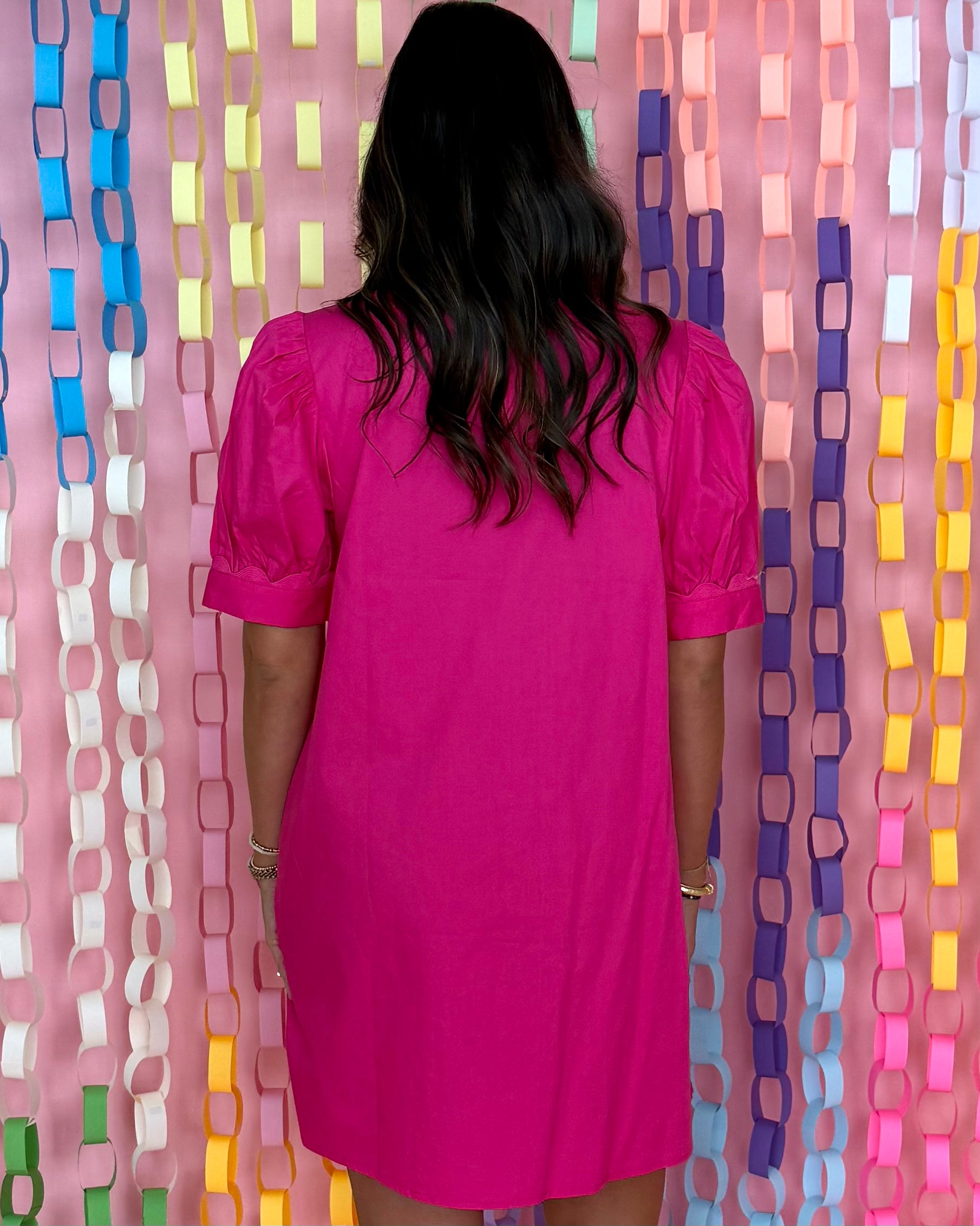 So Gracious Fuchsia Button Shirt Dress-Shop-Womens-Boutique-Clothing