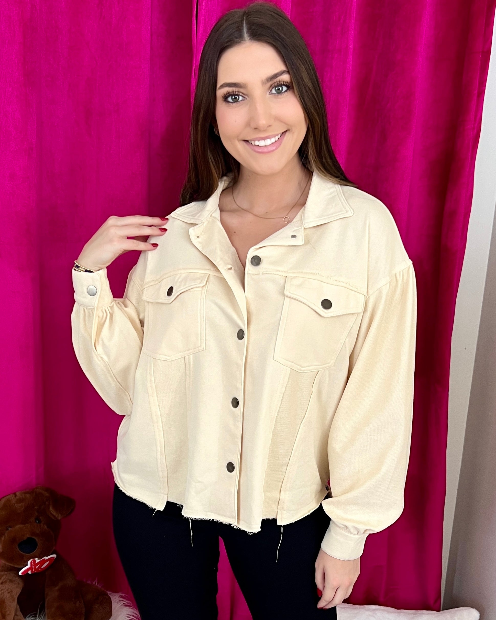 Do What You Do Cream Collared Jacket-Shop-Womens-Boutique-Clothing