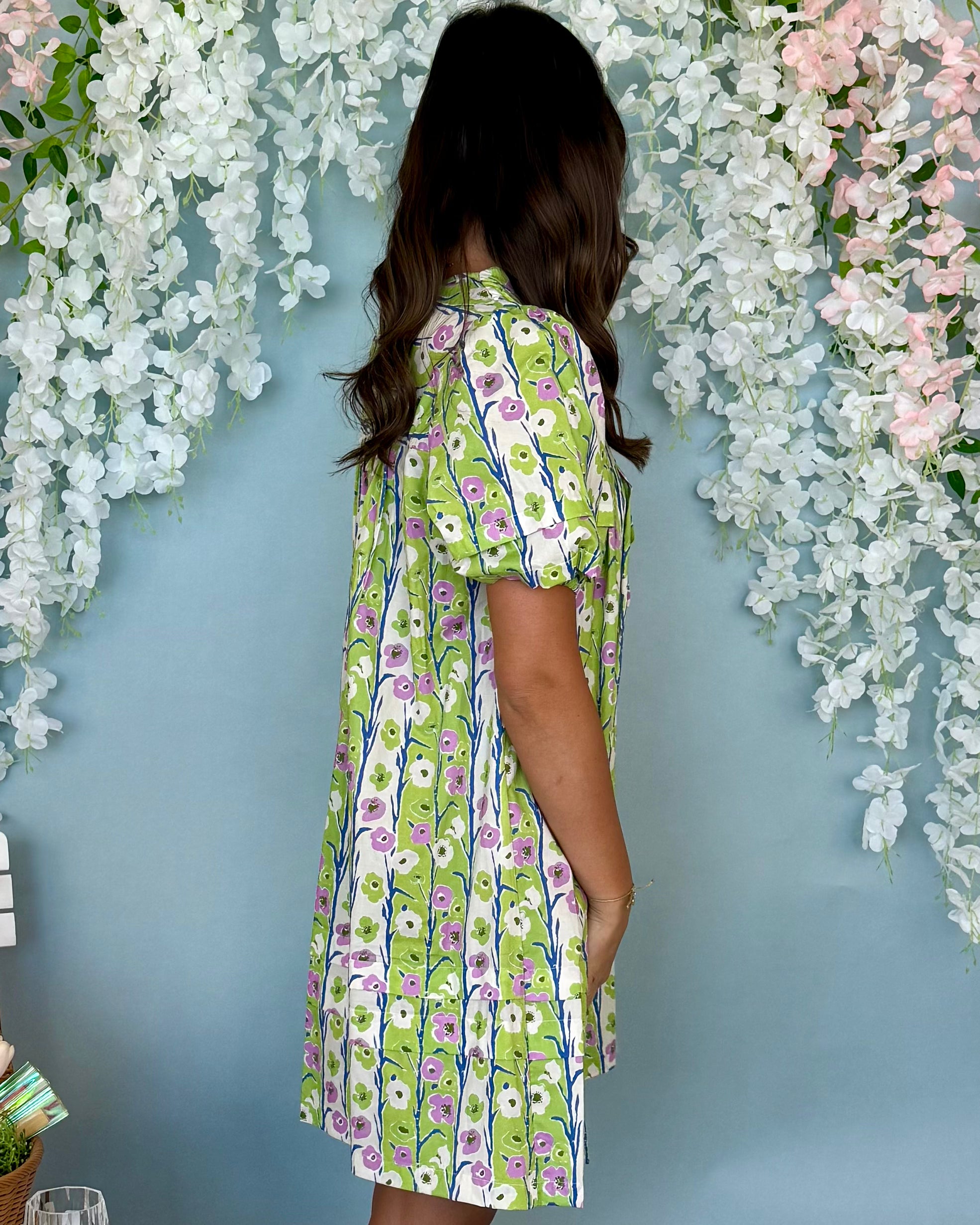 Be Yourself Green Mix Floral Scallop Dress-Shop-Womens-Boutique-Clothing