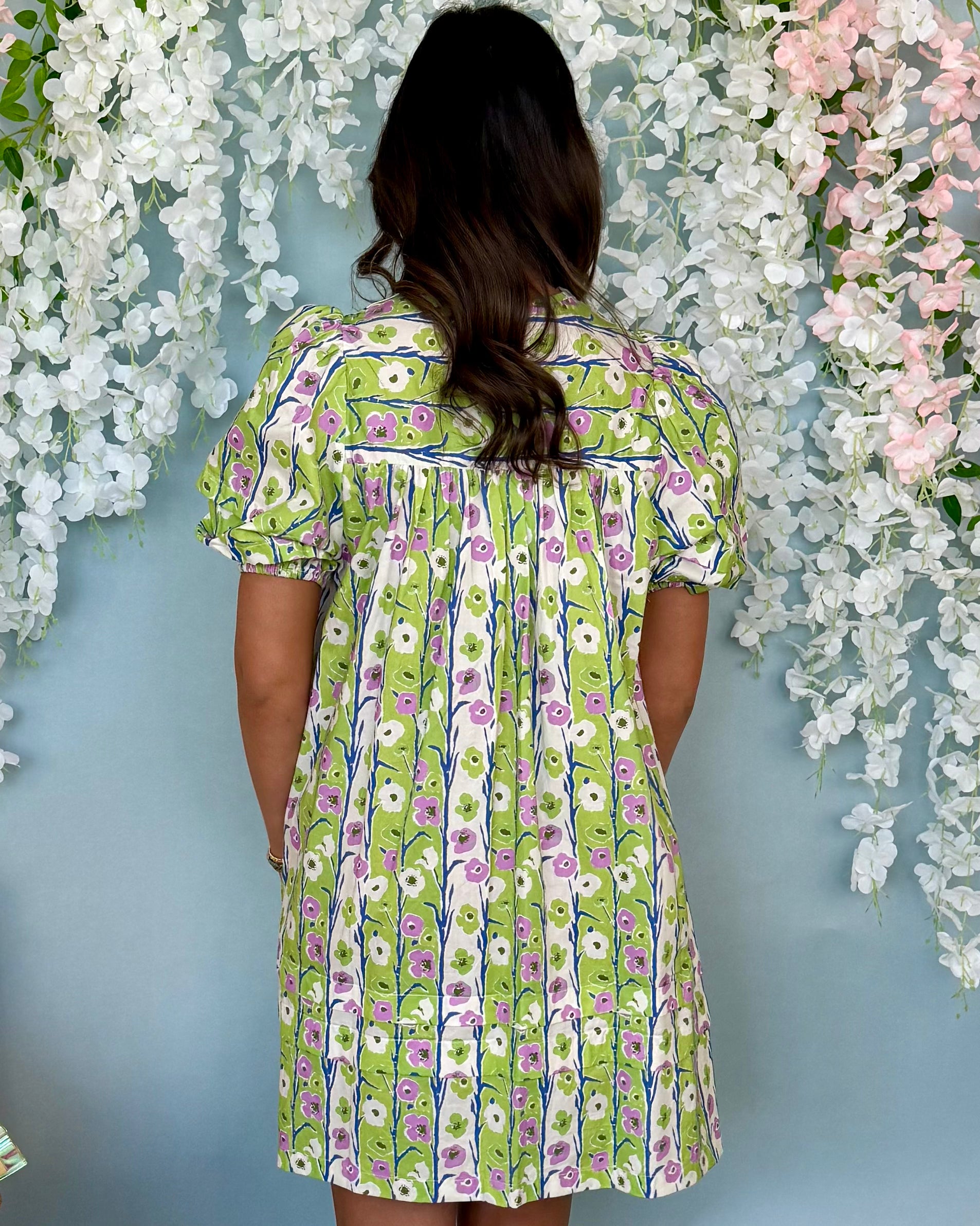 Be Yourself Green Mix Floral Scallop Dress-Shop-Womens-Boutique-Clothing