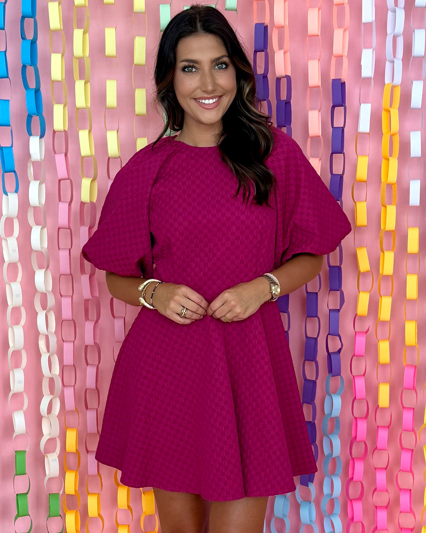 Life Blooms Plum Puff Sleeve Dress-Shop-Womens-Boutique-Clothing