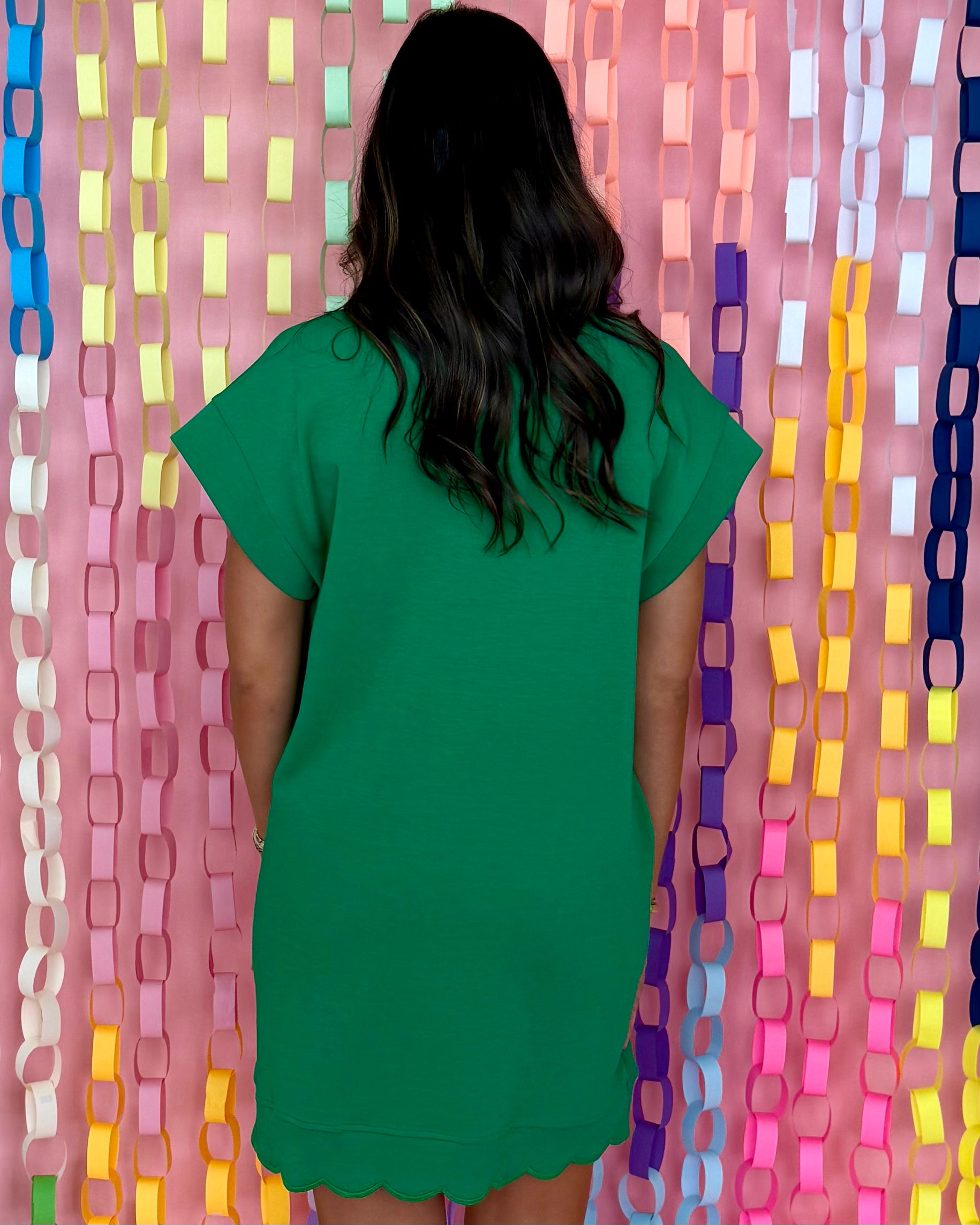 Just Walk By Green Scalloped Button Dress-Shop-Womens-Boutique-Clothing