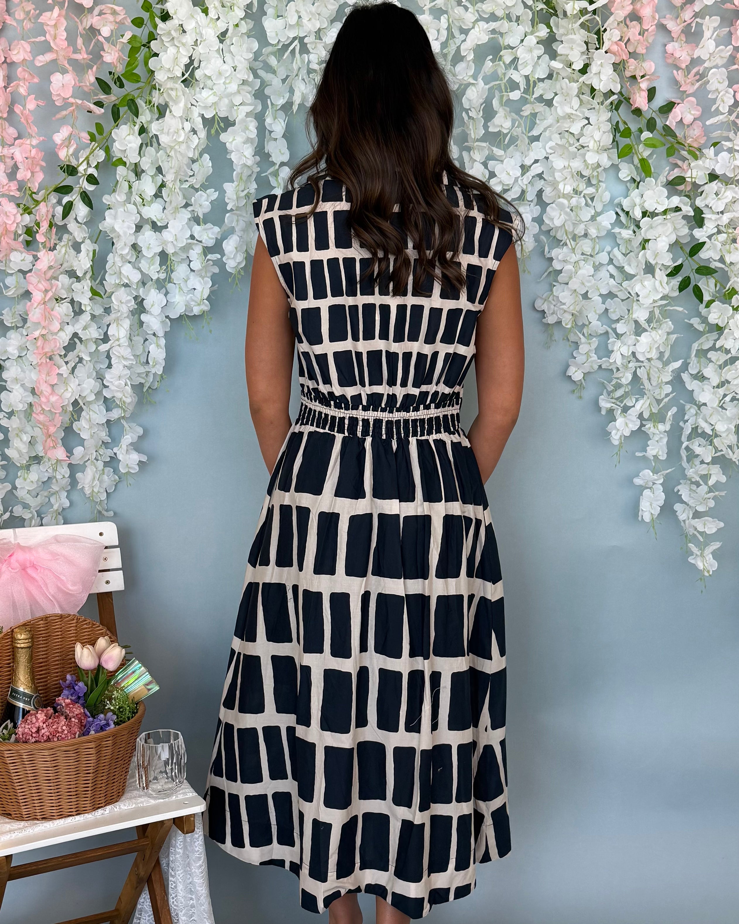 Wondering Why Navy Tie Sleeveless Dress-Shop-Womens-Boutique-Clothing