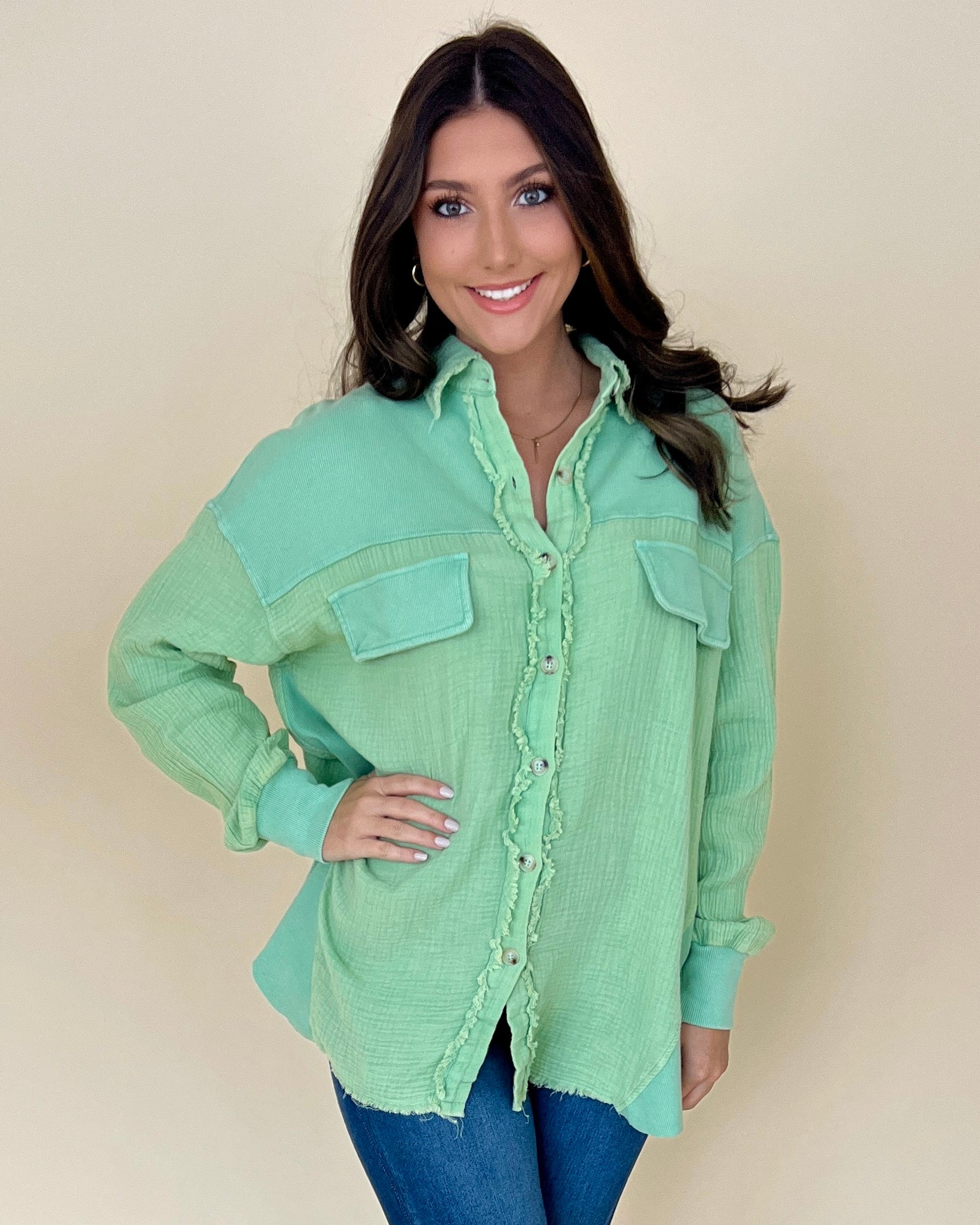 Only Hope Mint Oversized Jacket-Shop-Womens-Boutique-Clothing