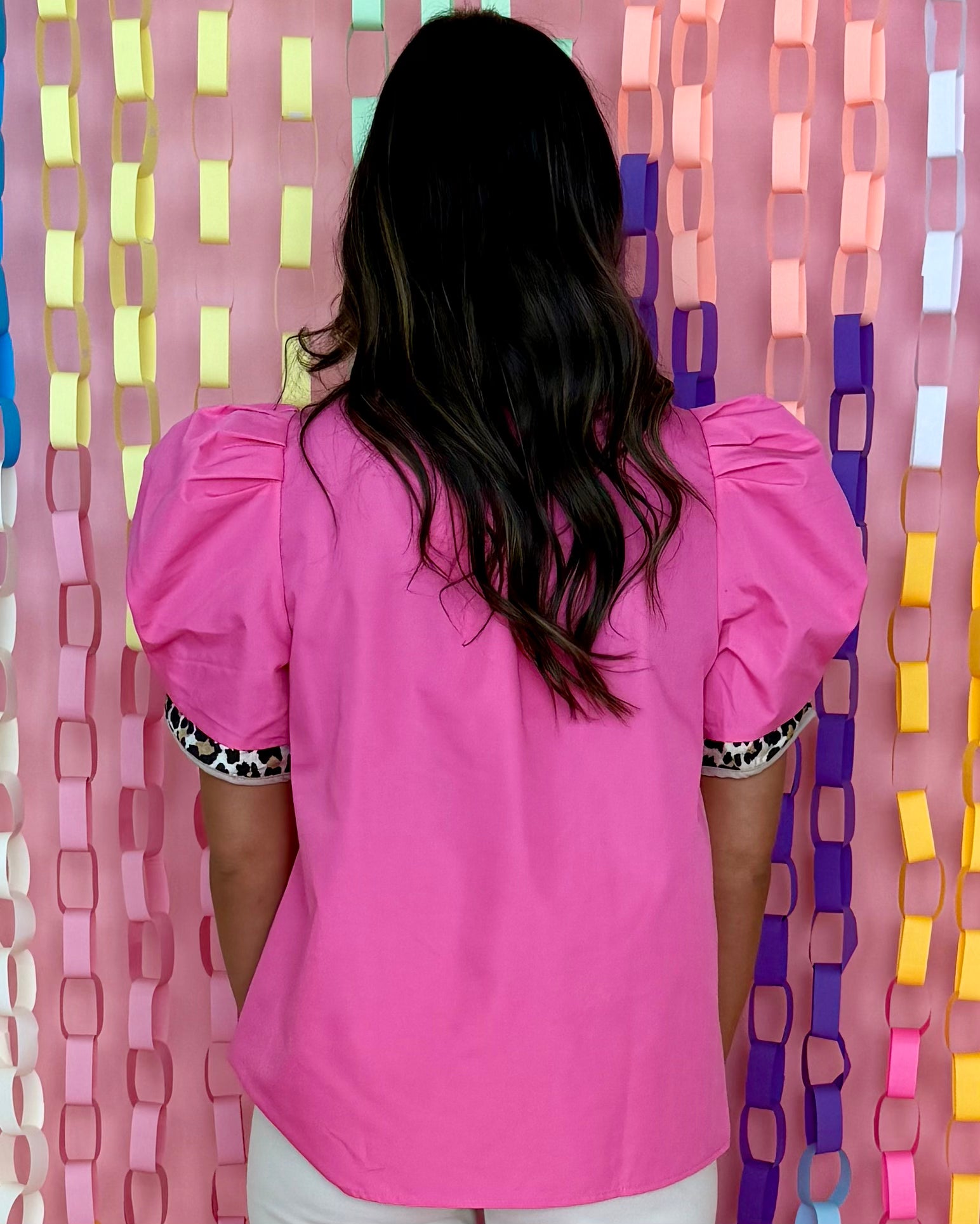 How I Live Pink Leopard Trim Top-Shop-Womens-Boutique-Clothing