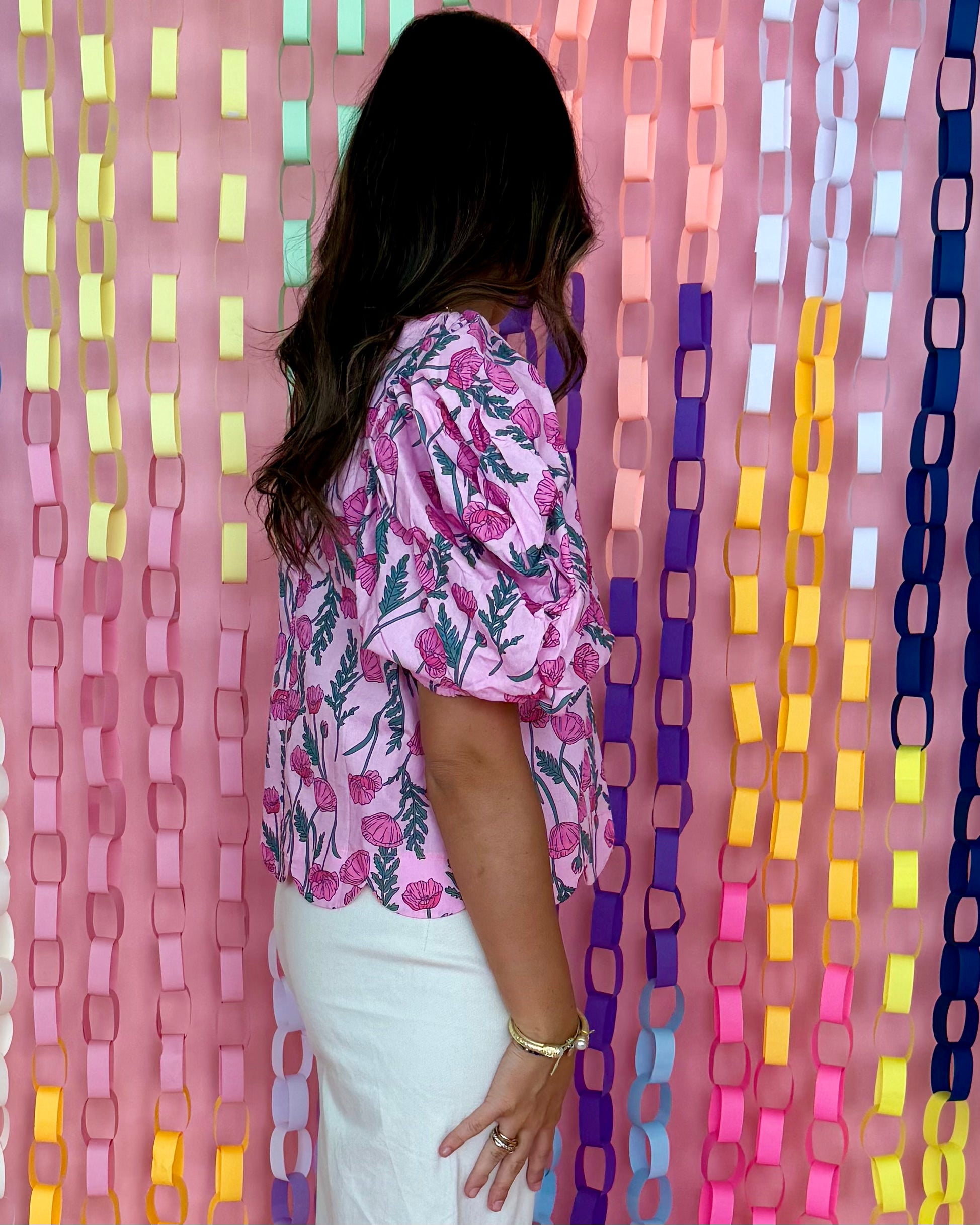 Summer Fun Pink Floral Scallop Top-Shop-Womens-Boutique-Clothing