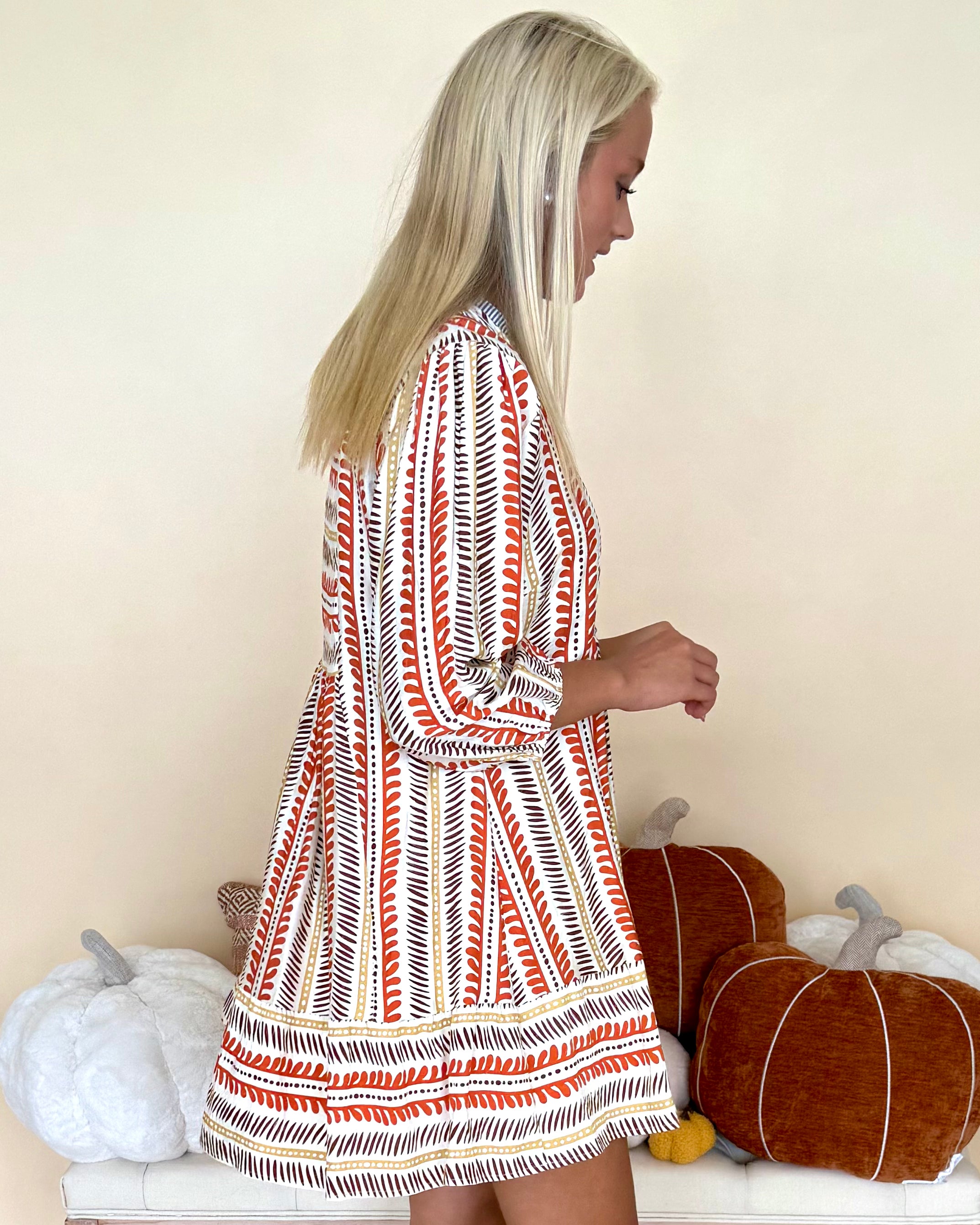 Always More Rust Mix Abstract Babydoll Dress-Shop-Womens-Boutique-Clothing