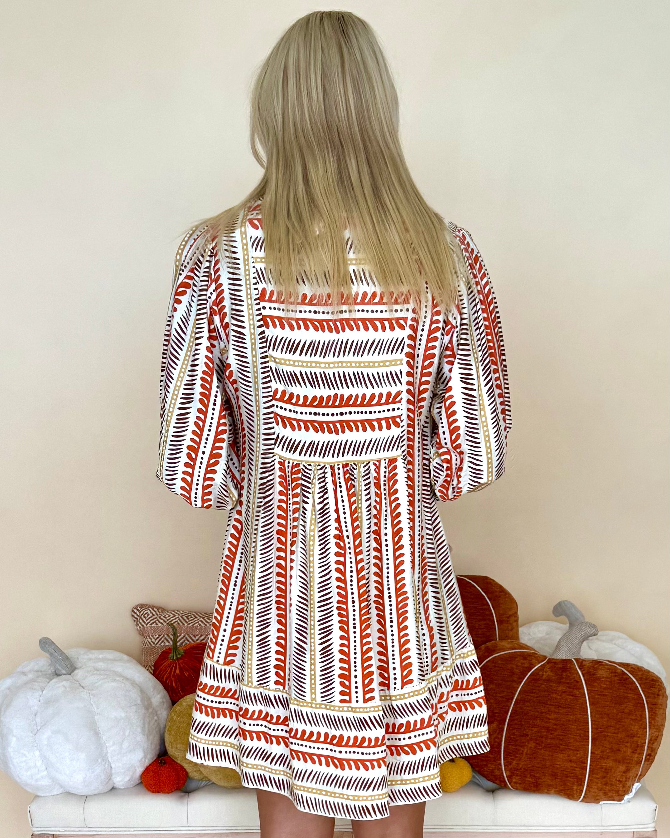 Always More Rust Mix Abstract Babydoll Dress-Shop-Womens-Boutique-Clothing