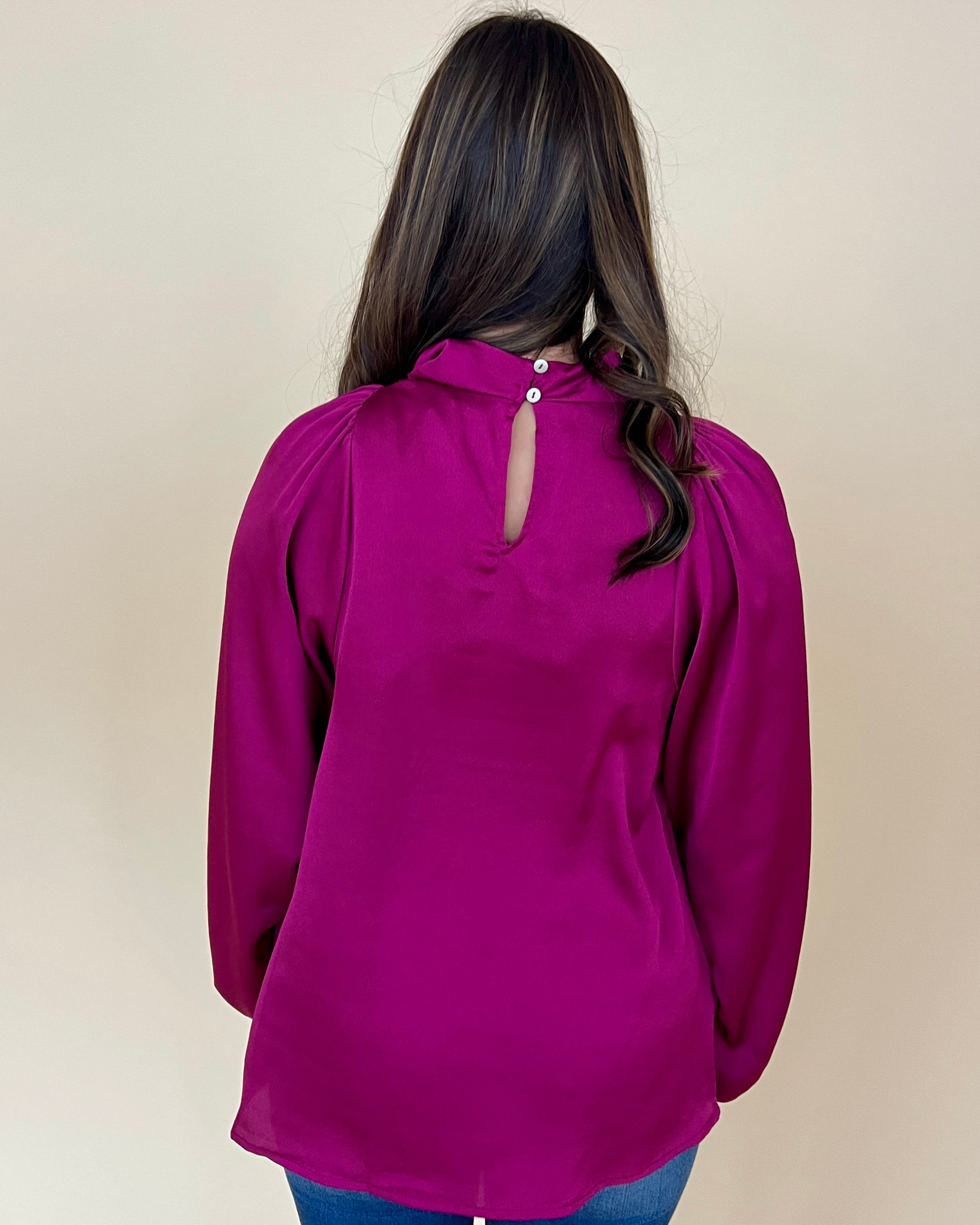 Lovely Day Magenta Satin Cowl Top-Shop-Womens-Boutique-Clothing