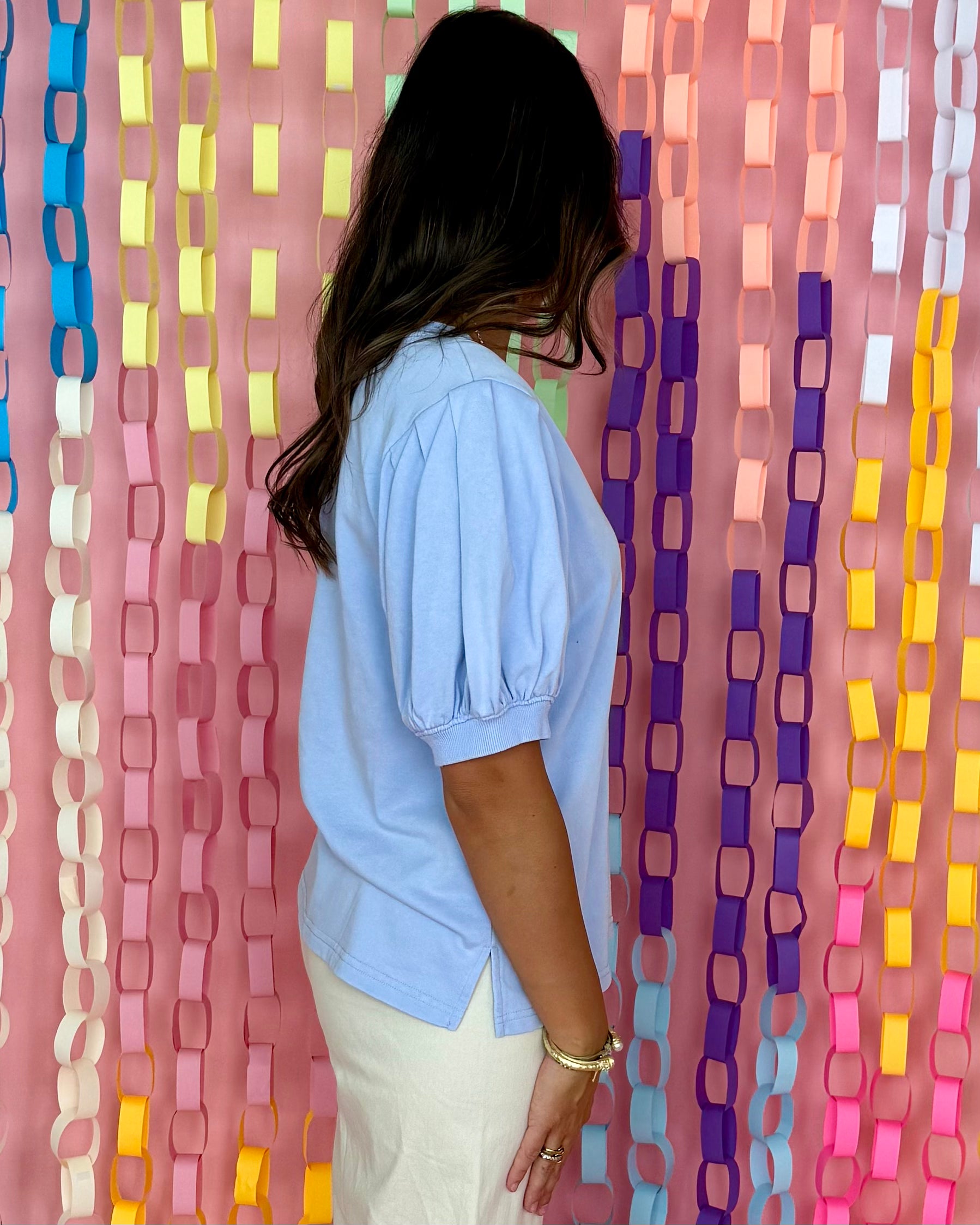 Move With Purpose Blue V-Neck Top-Shop-Womens-Boutique-Clothing
