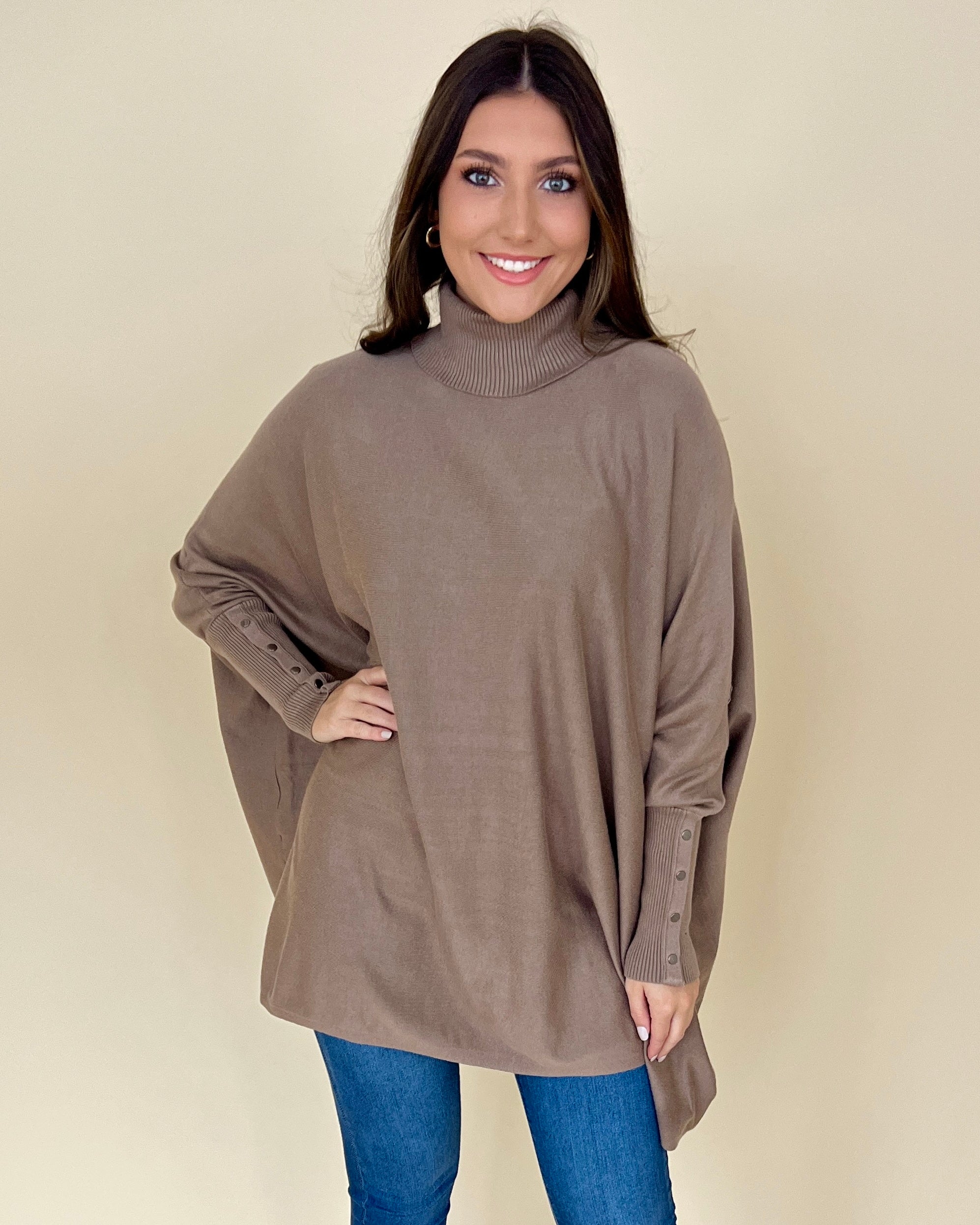 Lovely Chill Coco Button Cuff Turtleneck Top-Shop-Womens-Boutique-Clothing