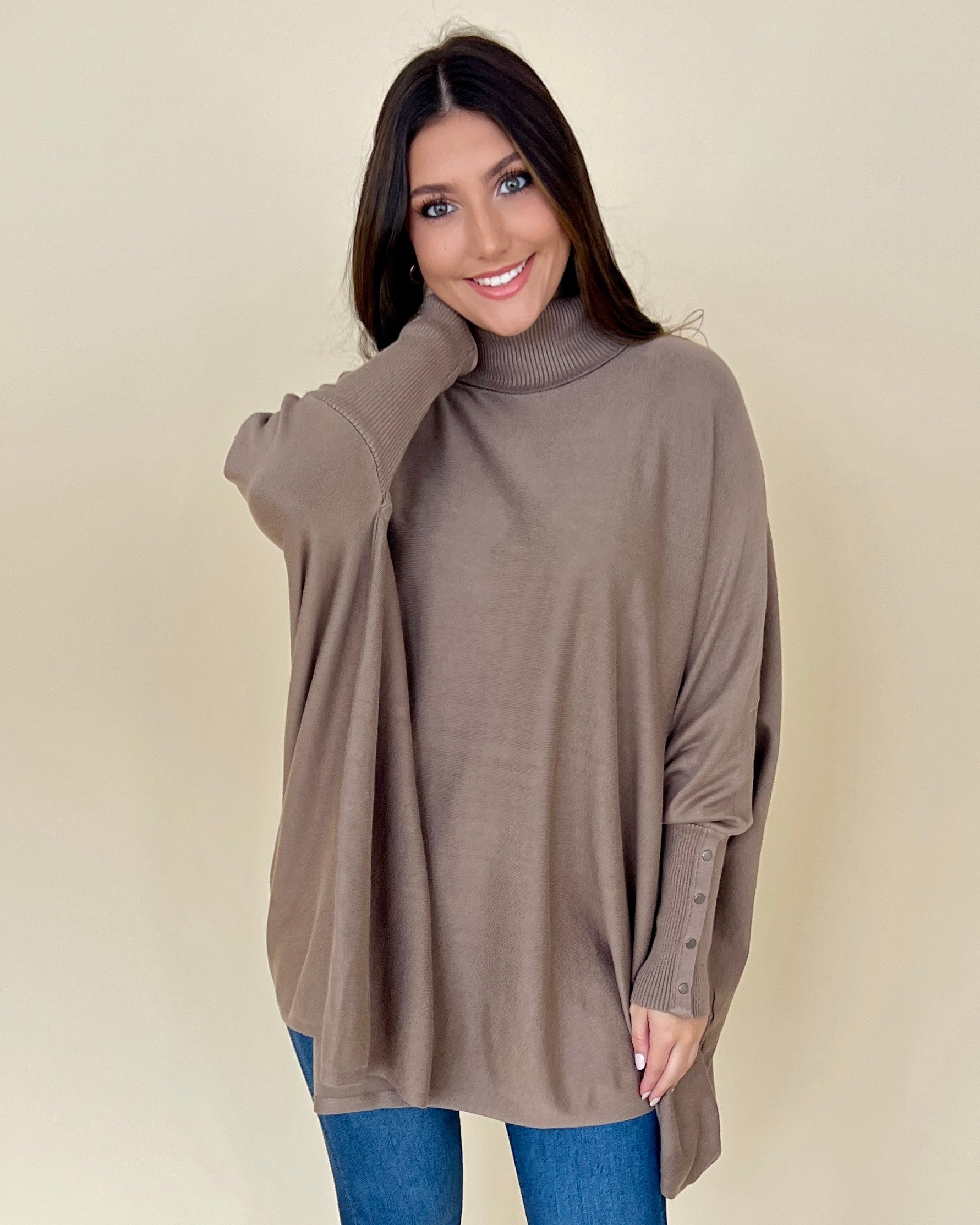 Lovely Chill Coco Button Cuff Turtleneck Top-Shop-Womens-Boutique-Clothing