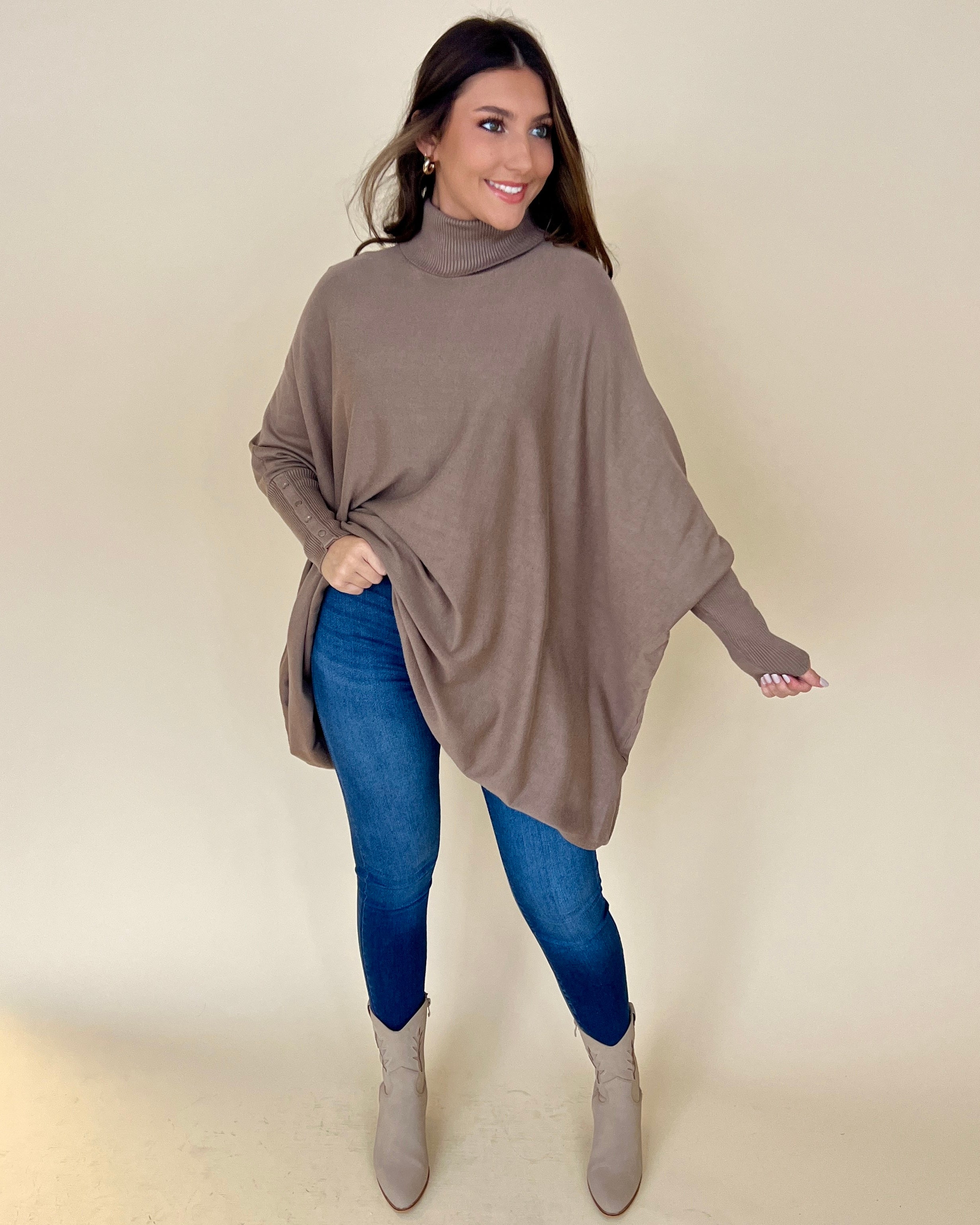 Lovely Chill Coco Button Cuff Turtleneck Top-Shop-Womens-Boutique-Clothing