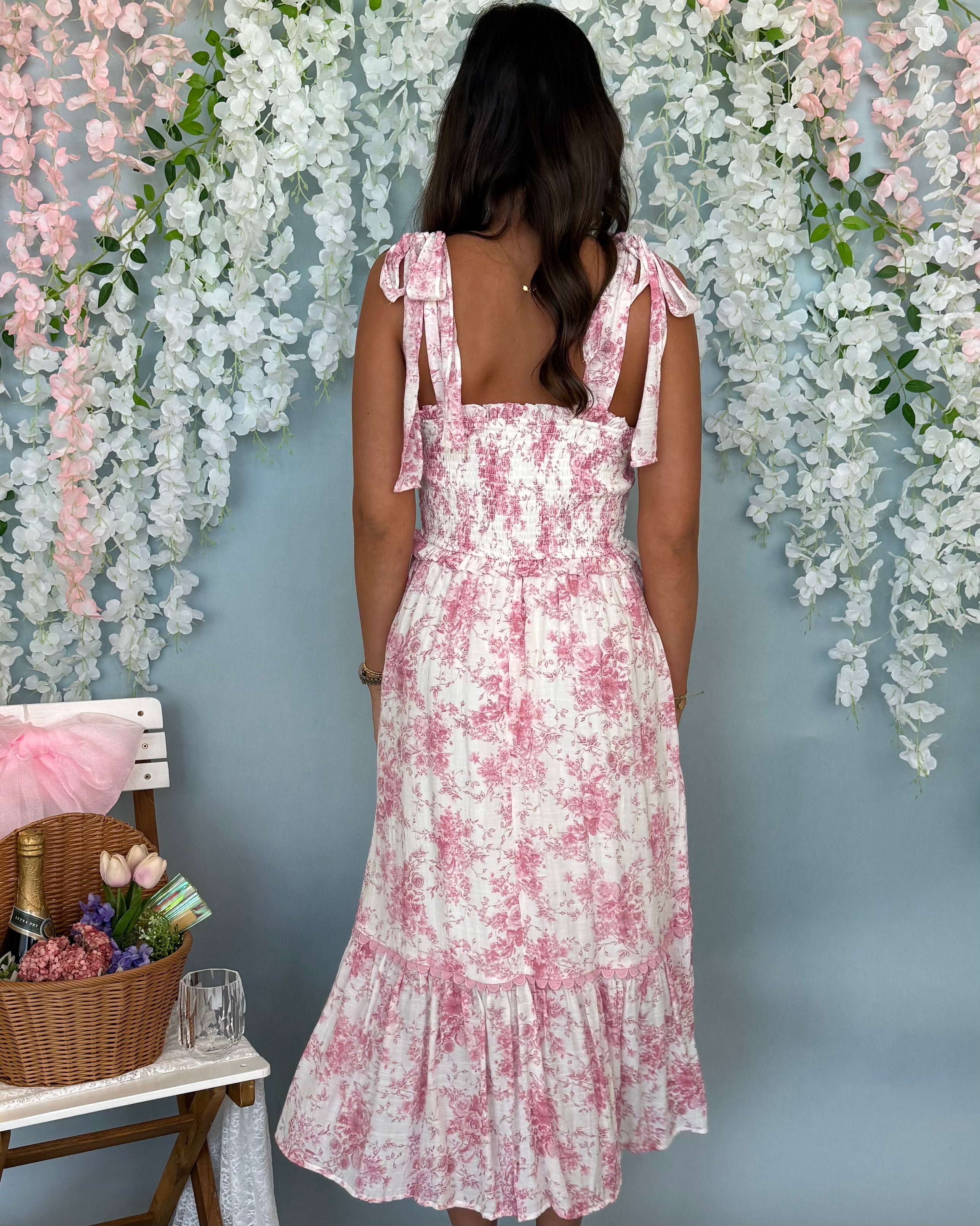 Garden Grace Mauve Floral Sweetheart Midi Dress-Shop-Womens-Boutique-Clothing