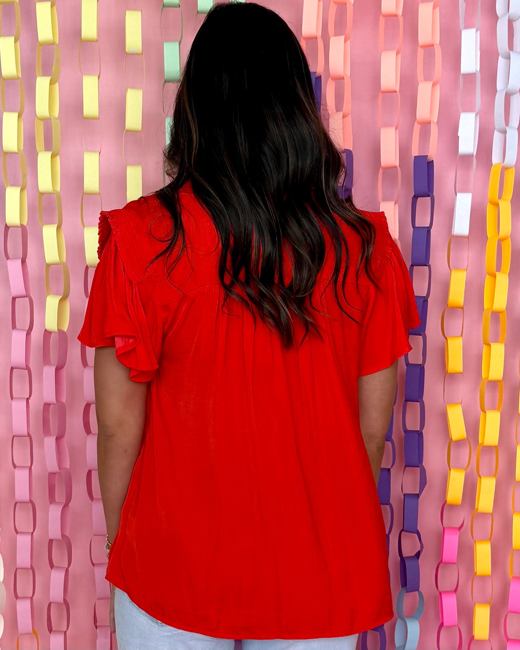 Subtle Style Red Smock Tie Top-Shop-Womens-Boutique-Clothing
