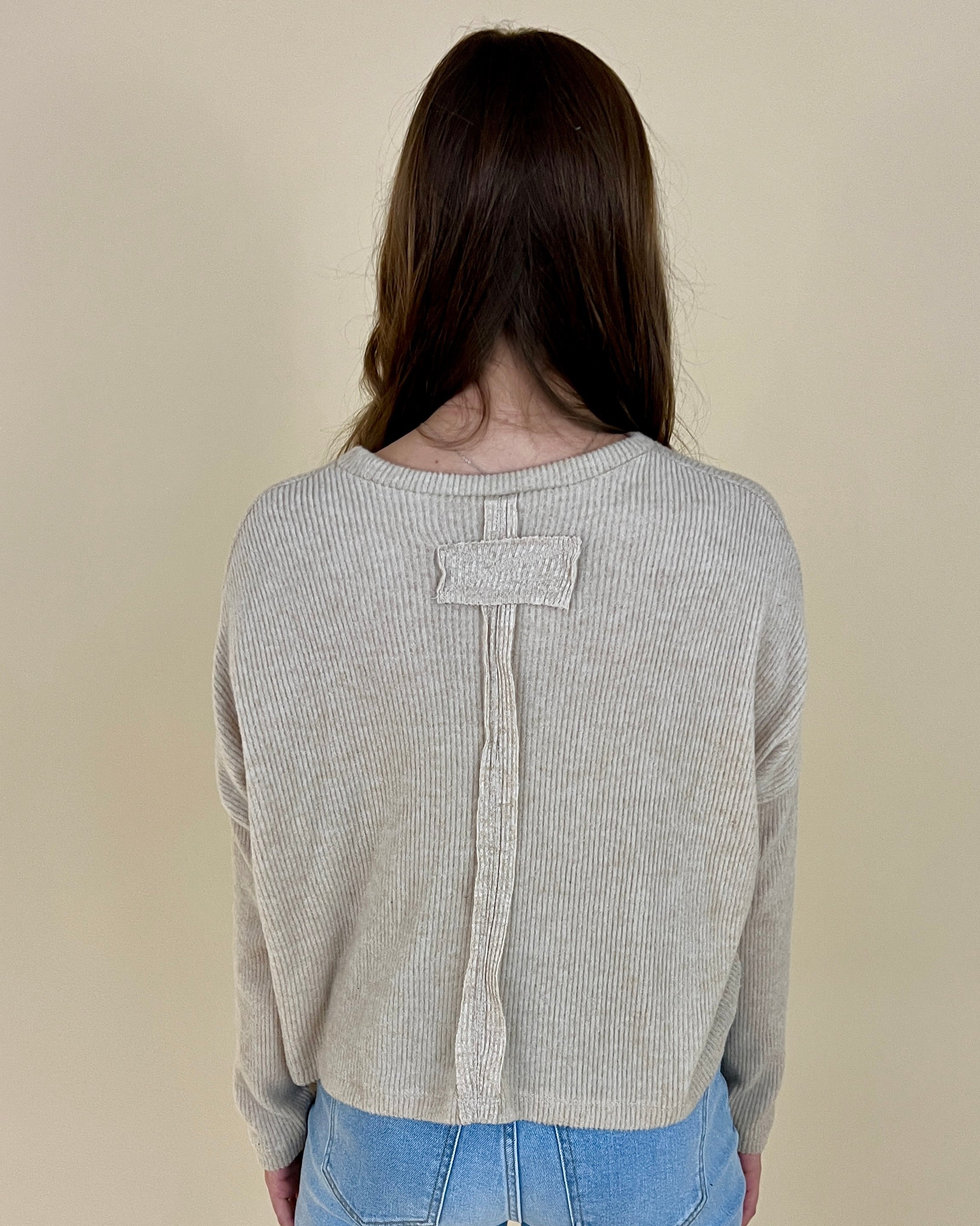 Dream On H Beige Ribbed Sweater-Shop-Womens-Boutique-Clothing