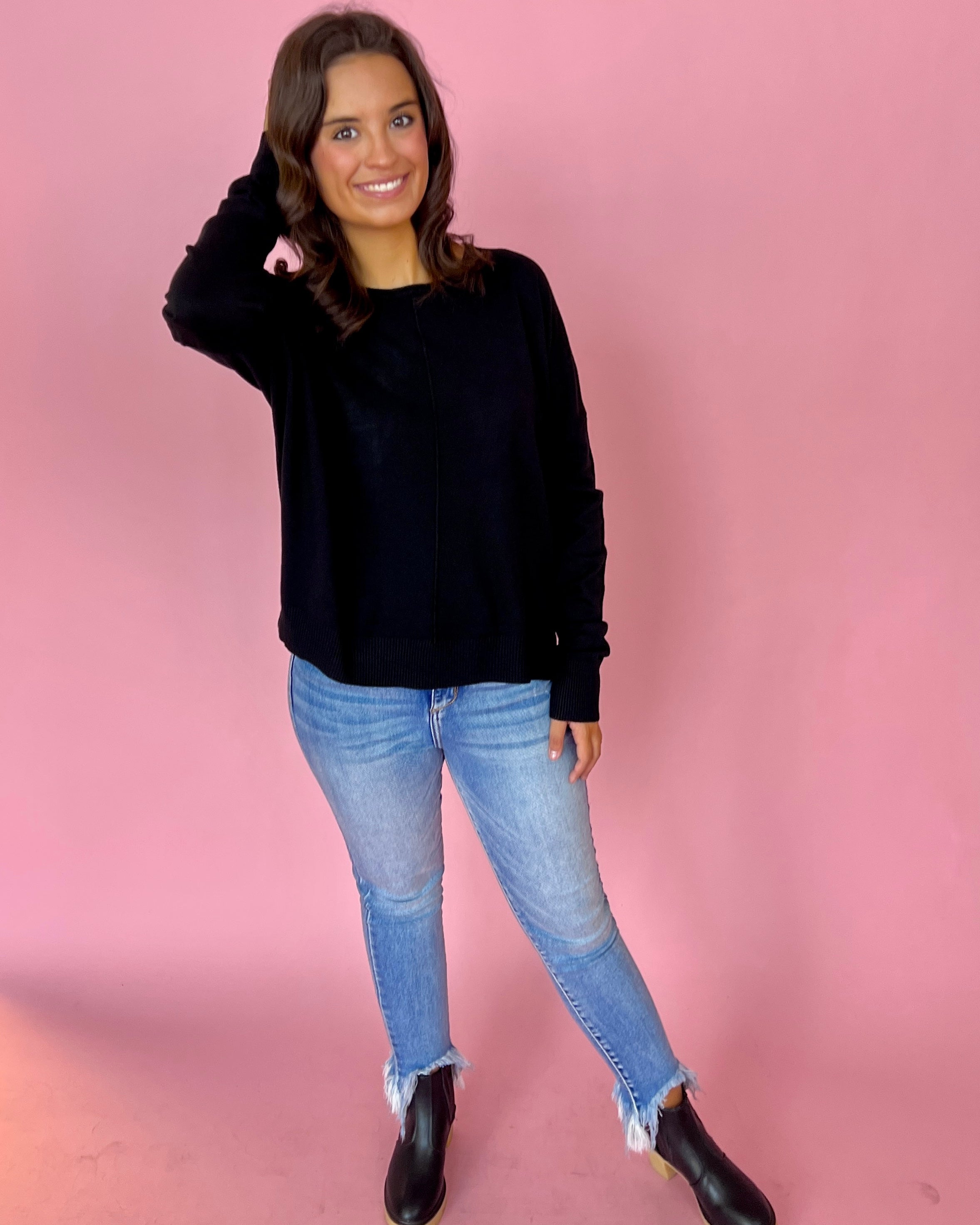Tucked Away Black Sweater-Shop-Womens-Boutique-Clothing