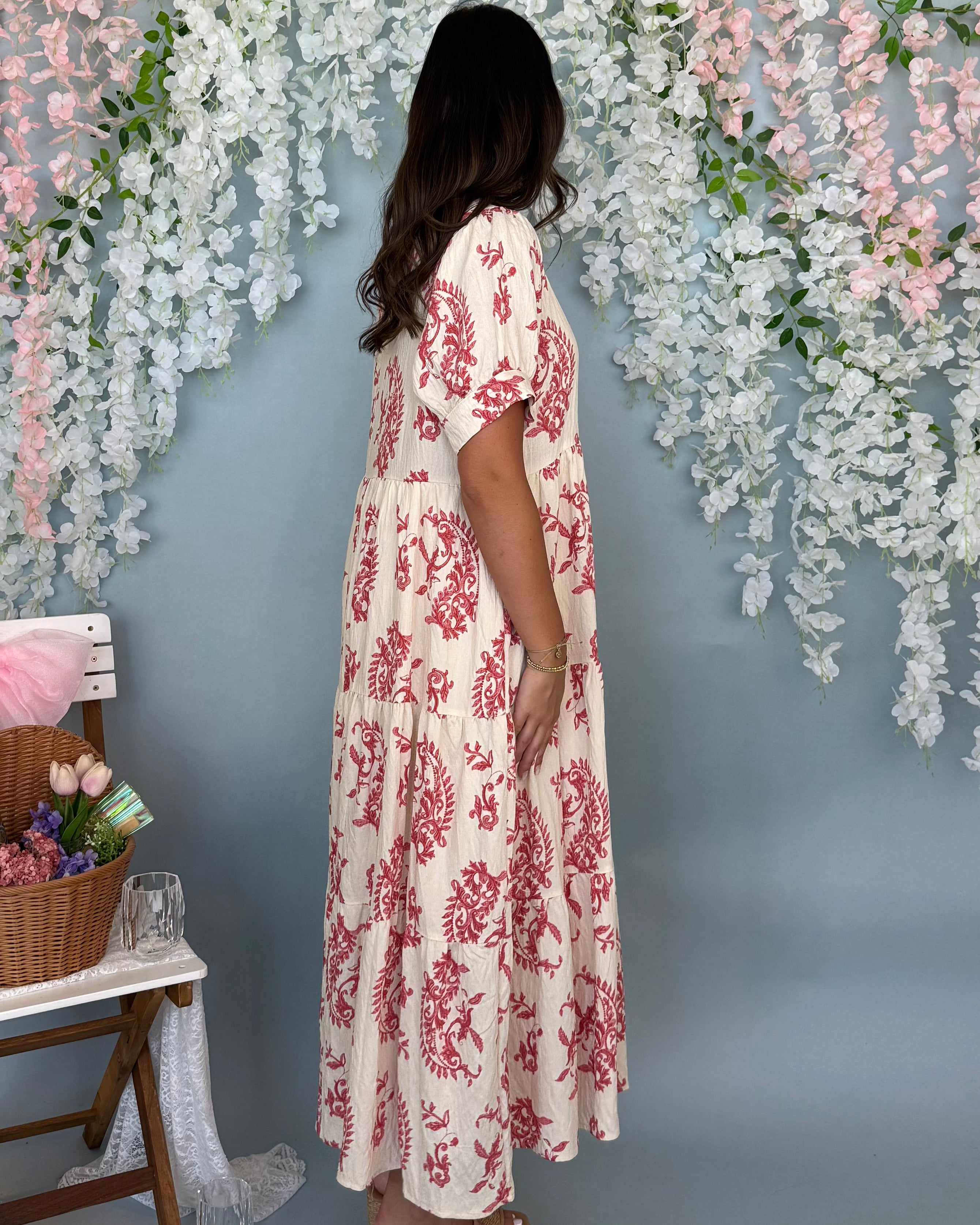 Courtyard Charm Red Mix Paisley Maxi Dress-Shop-Womens-Boutique-Clothing