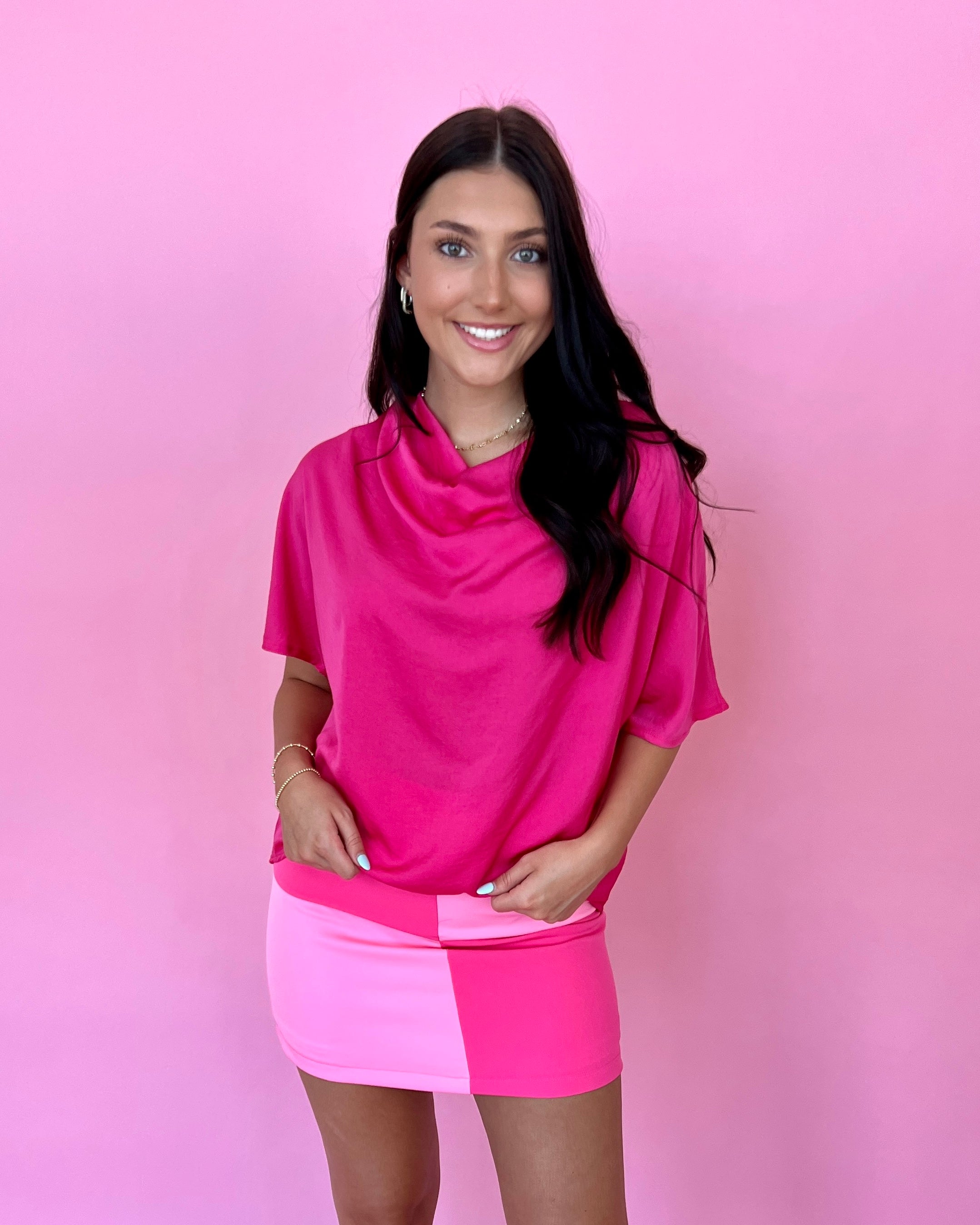 Dance Around Hot Pink Color Block Skirt-Shop-Womens-Boutique-Clothing