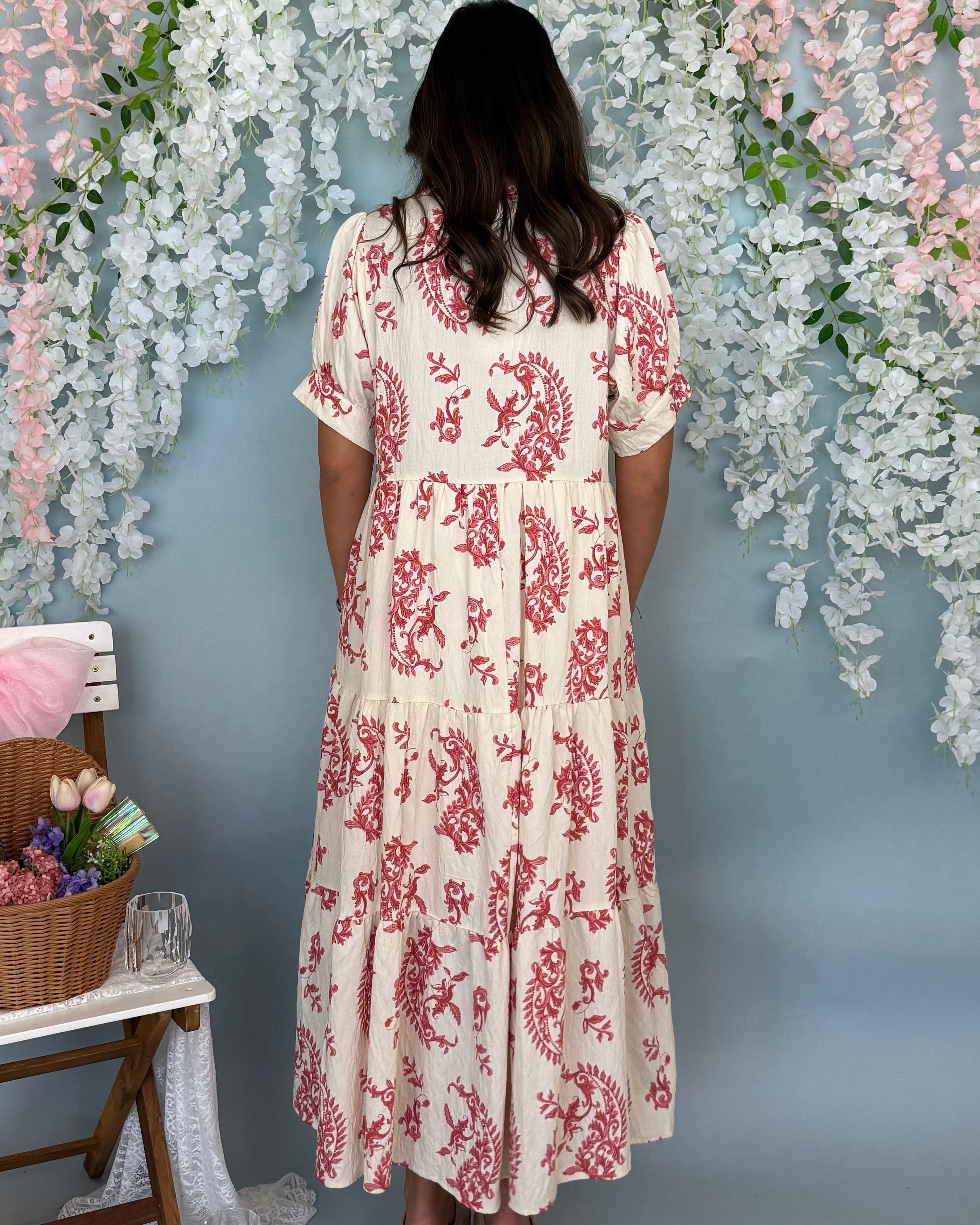Courtyard Charm Red Mix Paisley Maxi Dress-Shop-Womens-Boutique-Clothing