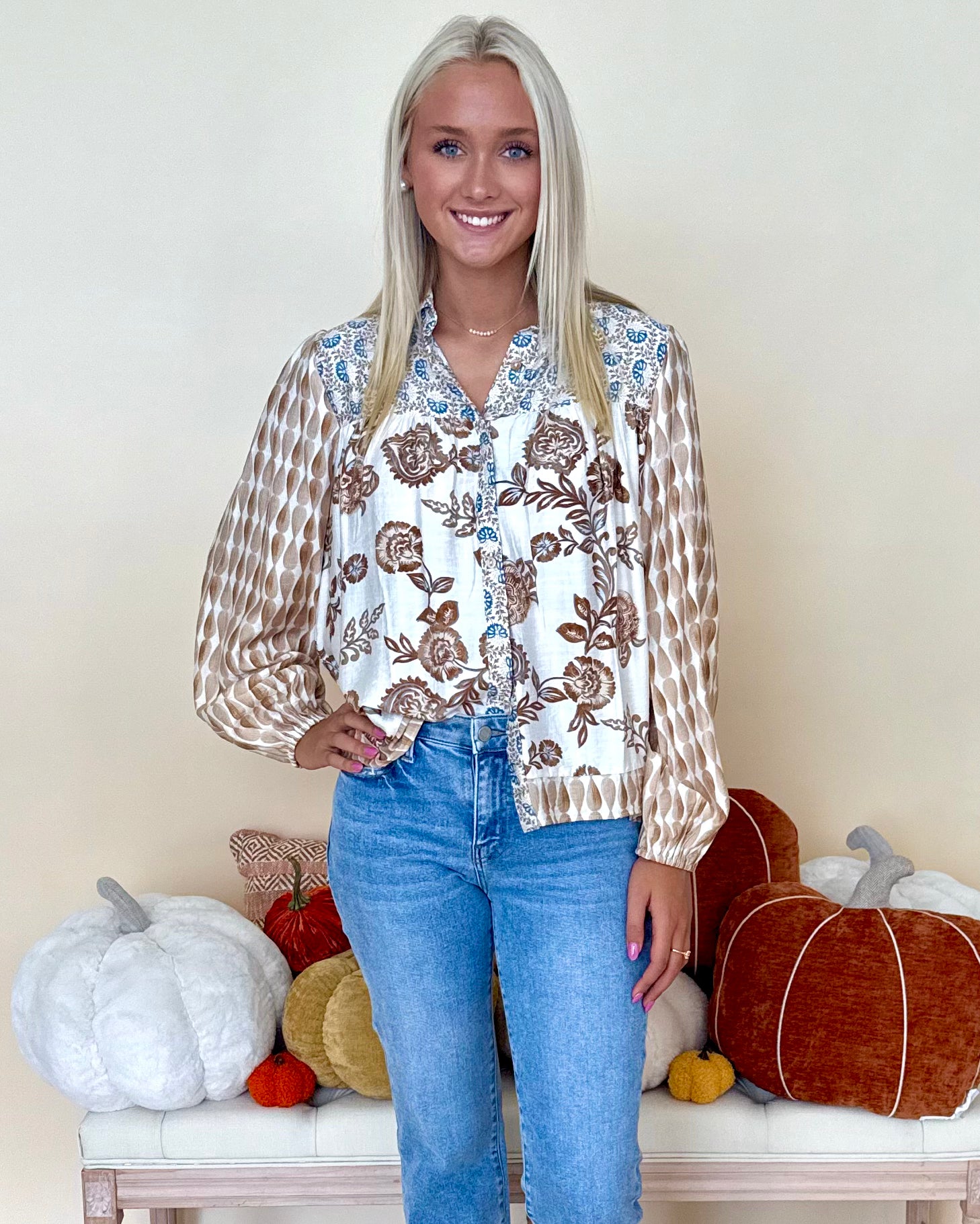 Made For Cheering Mocha Mix Print Top-Shop-Womens-Boutique-Clothing