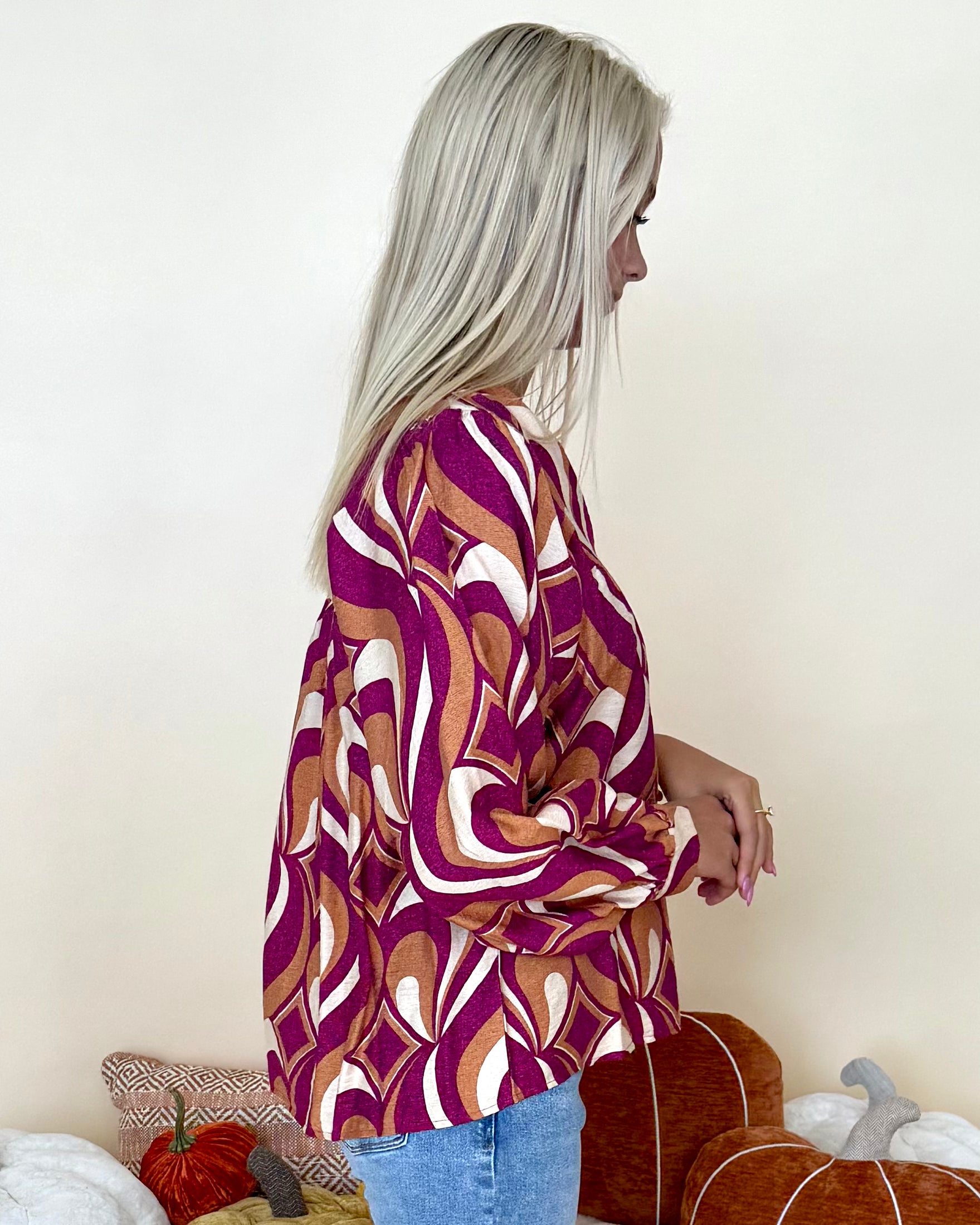 Sweet To Me Magenta Geometrical Top-Shop-Womens-Boutique-Clothing