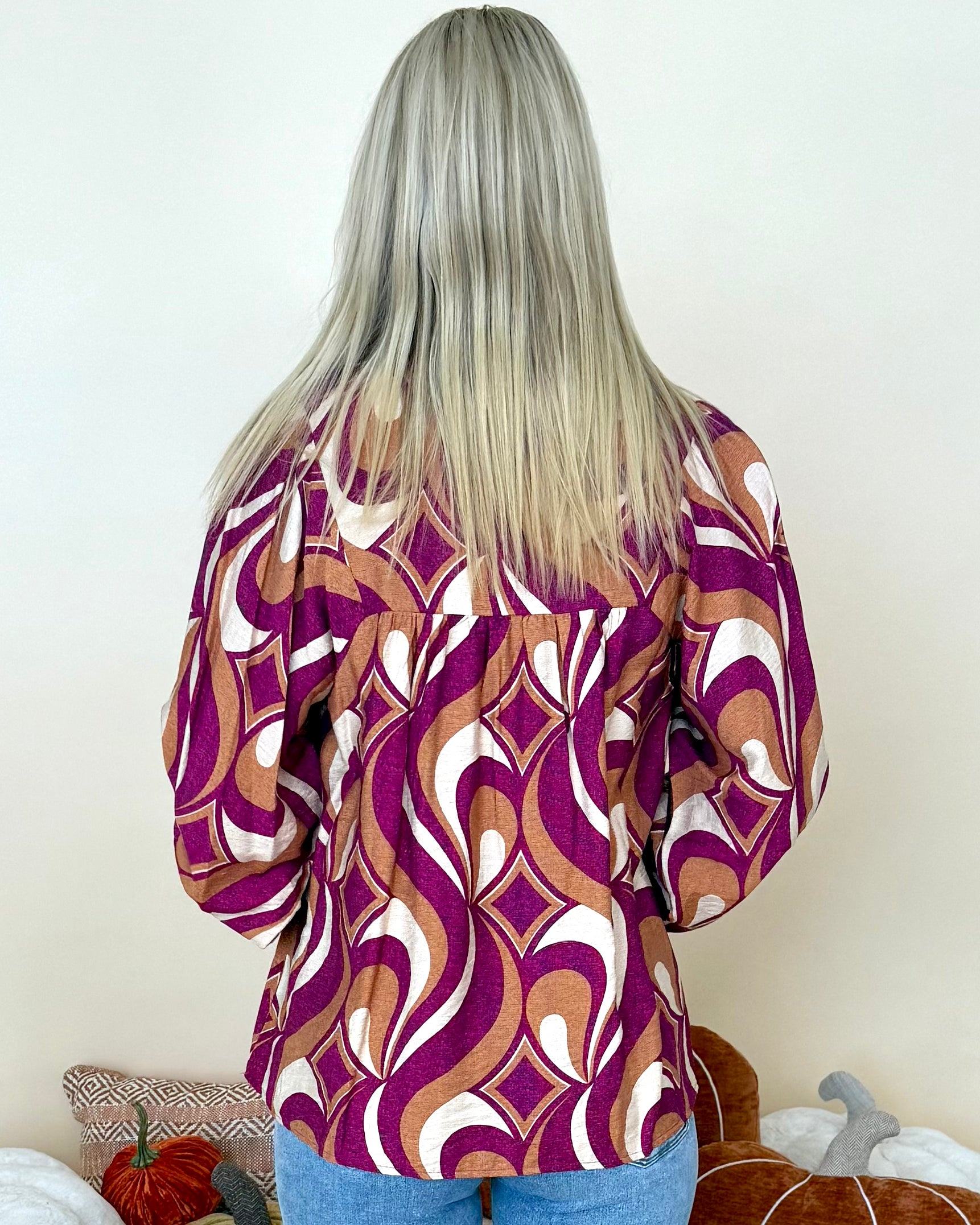 Sweet To Me Magenta Geometrical Top-Shop-Womens-Boutique-Clothing