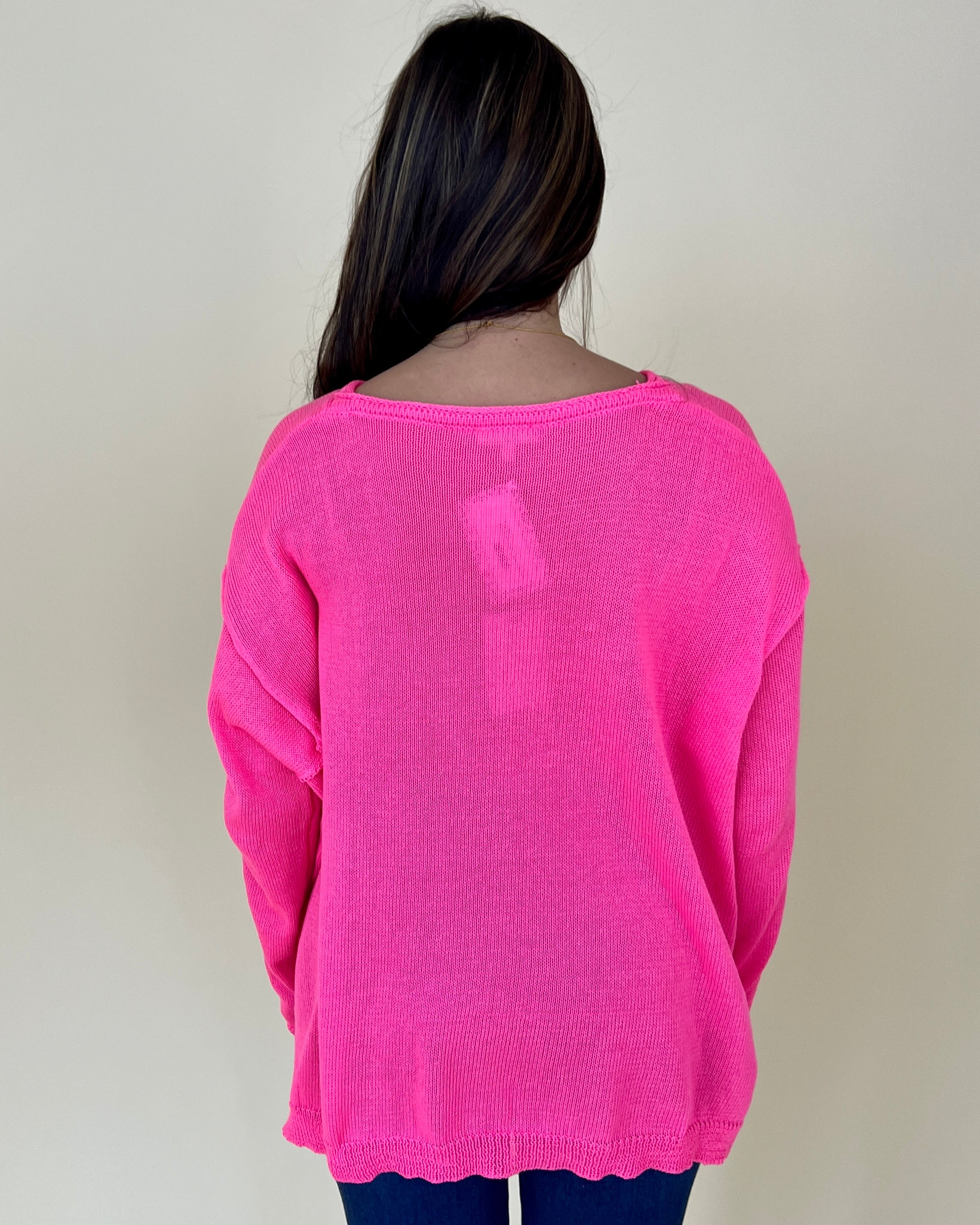 In The Night Hot Pink Knit Sweater-Shop-Womens-Boutique-Clothing