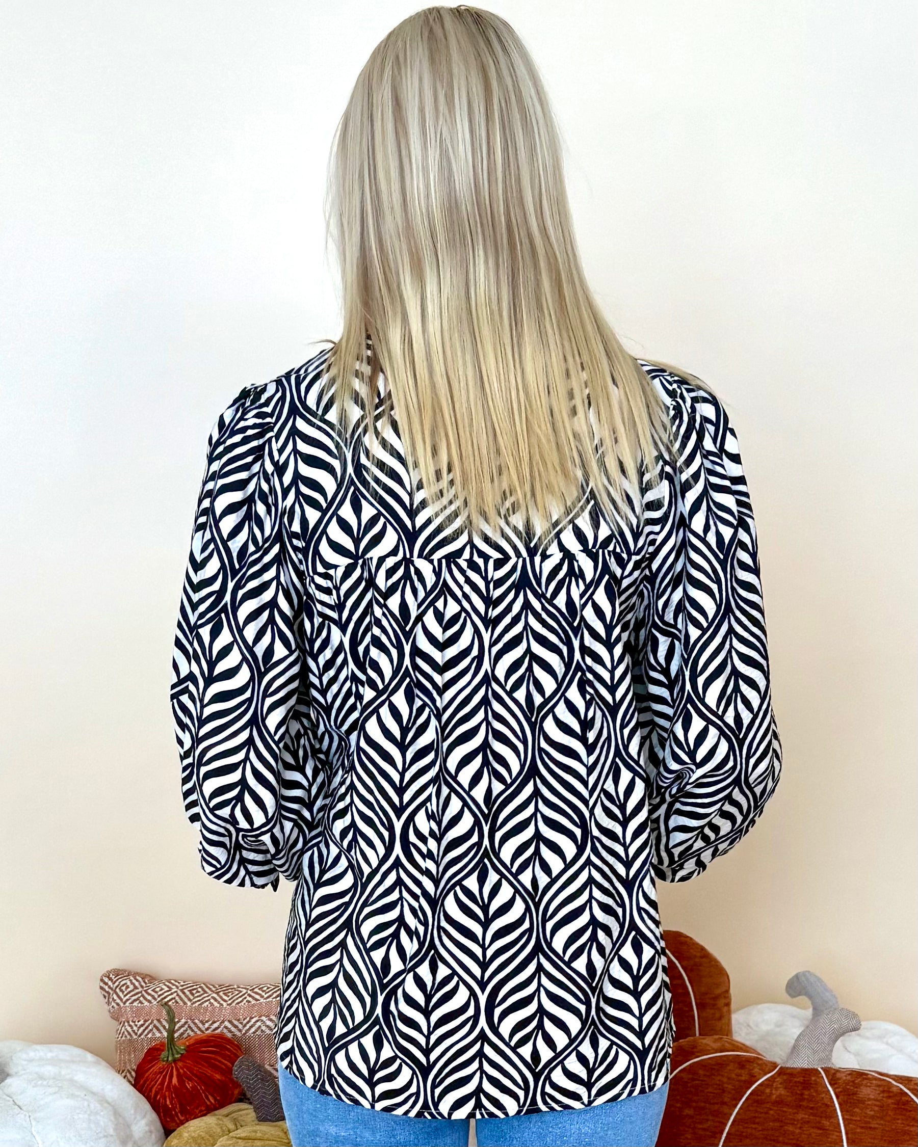 Sweet Perspective Black Collared Boho Print Top-Shop-Womens-Boutique-Clothing