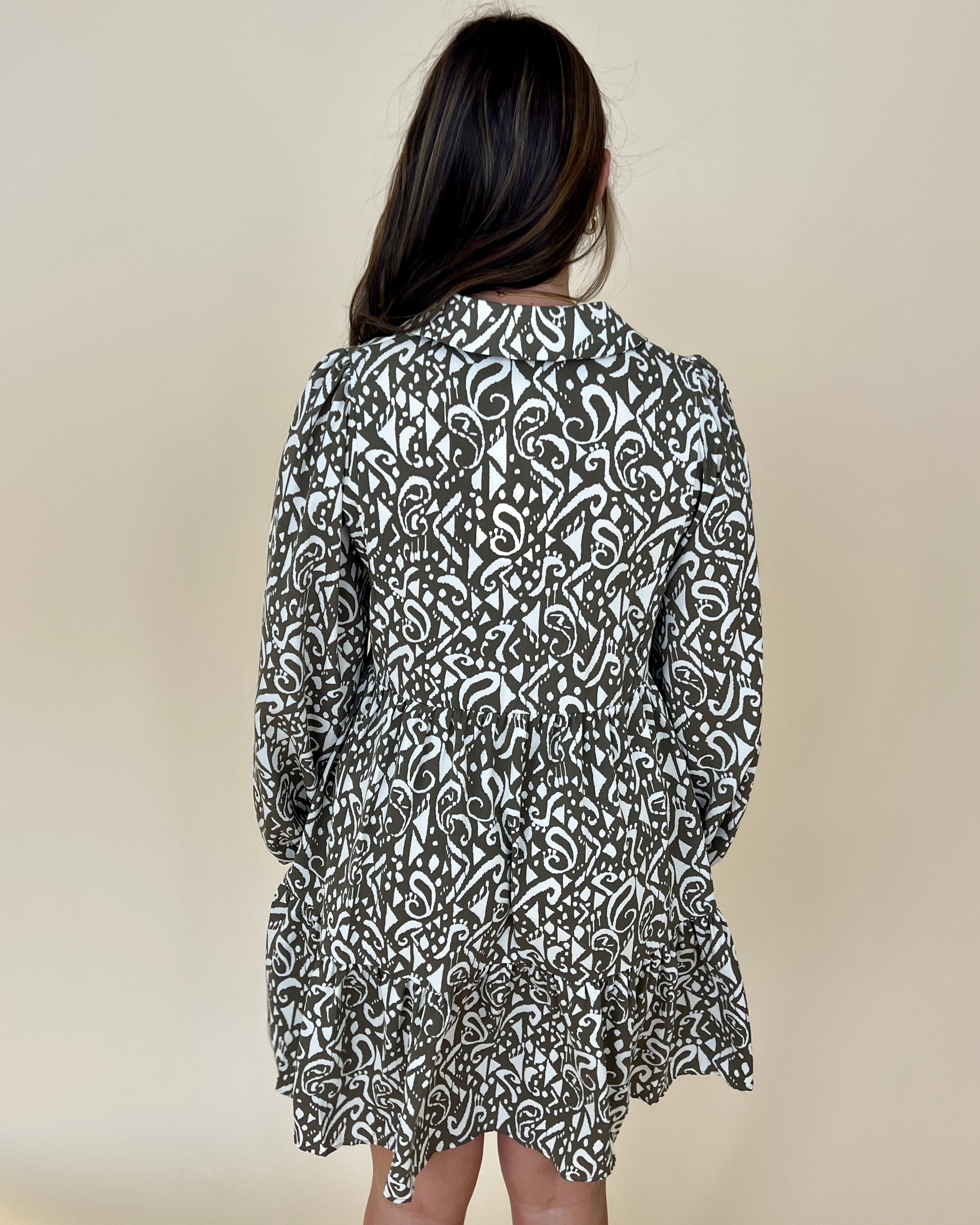 Amazing Views Mocha Mix Printed Collared Dress-Shop-Womens-Boutique-Clothing
