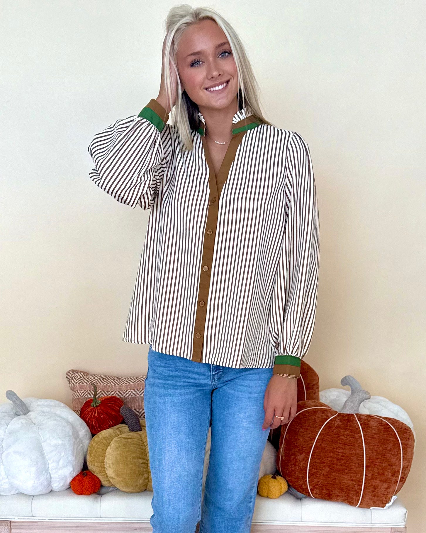 Time After Time Mocha Mousse Stripe Top-Shop-Womens-Boutique-Clothing