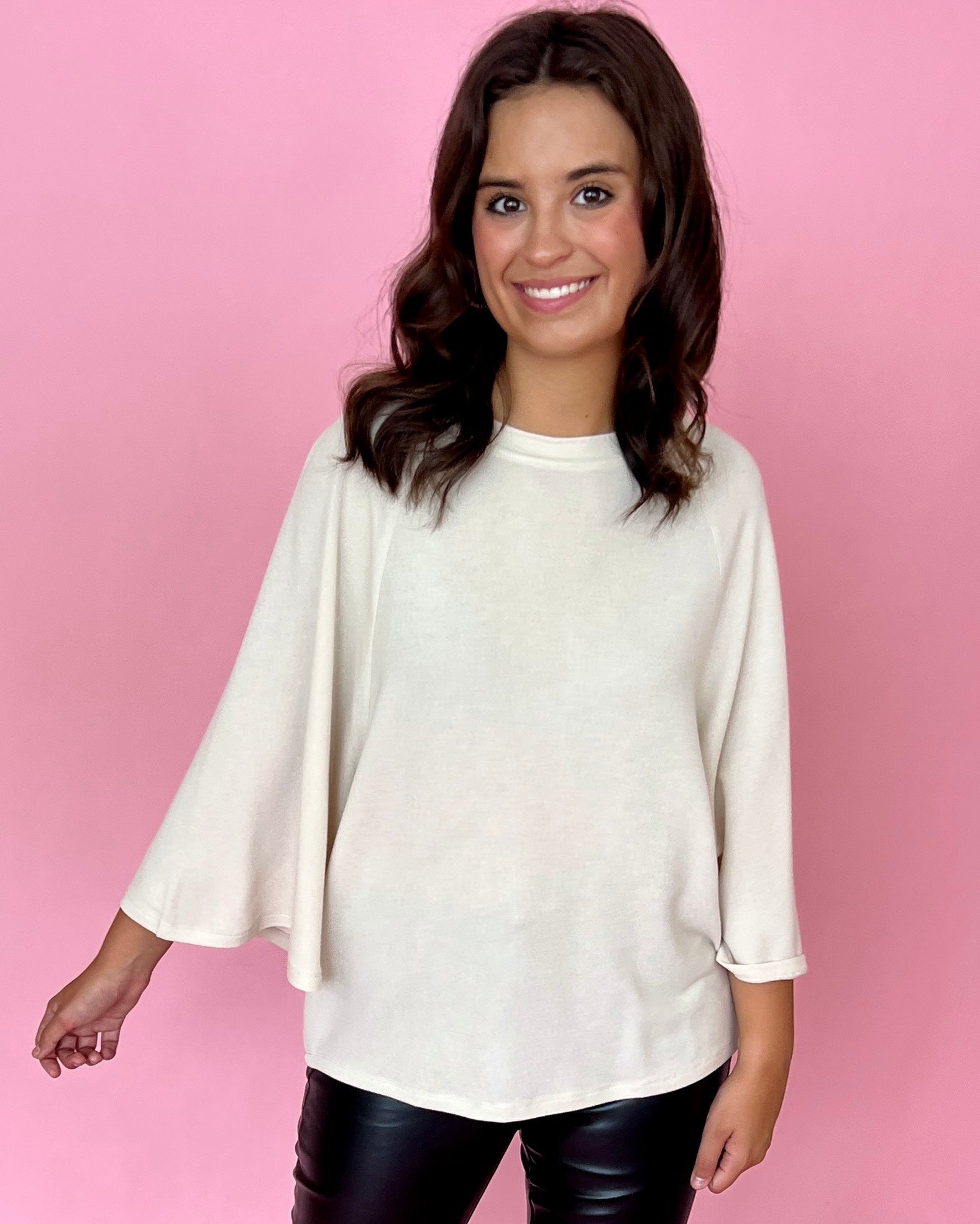 Comfy And Cute Cream Raglan Sleeve Knit Top-Shop-Womens-Boutique-Clothing