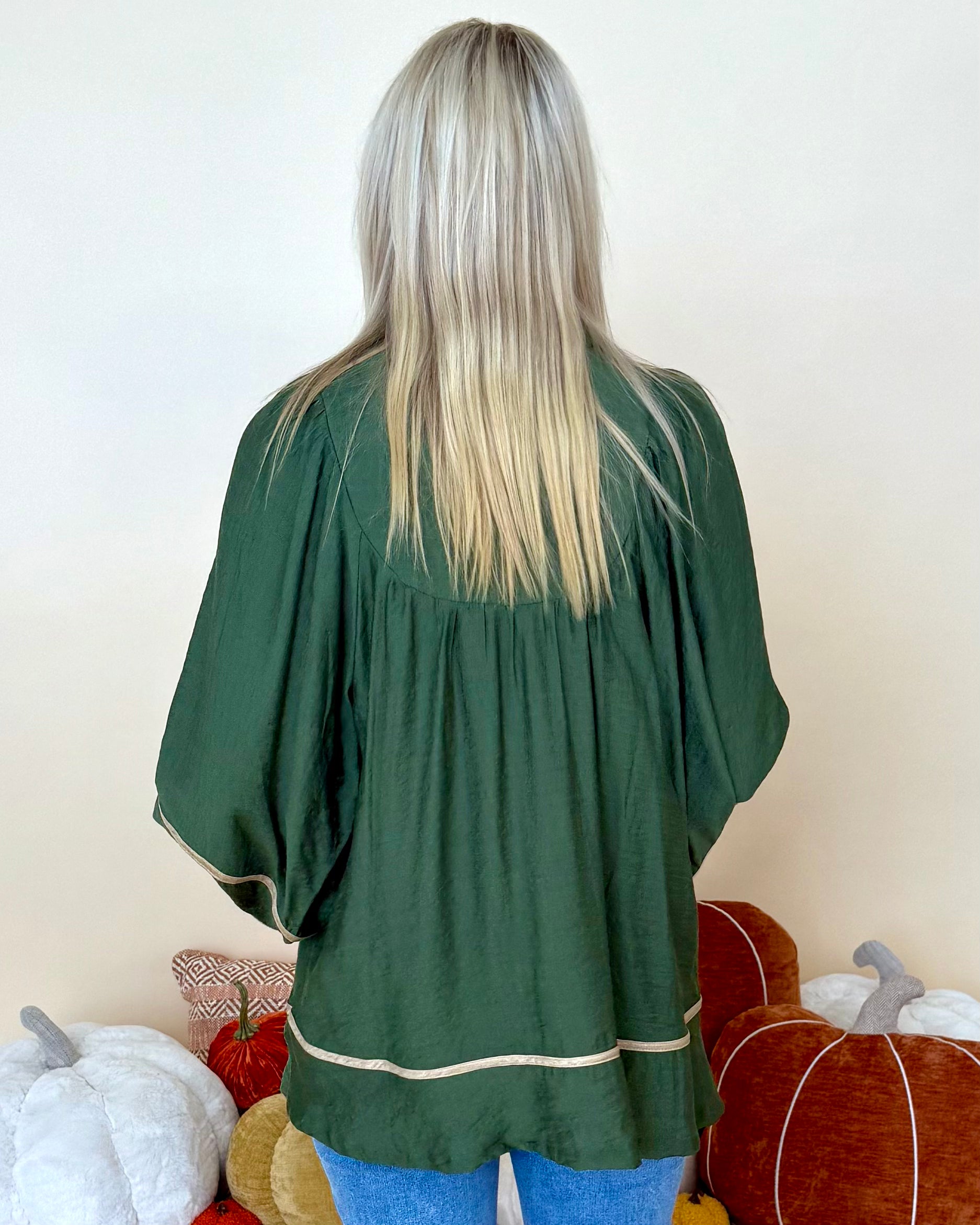 Moment Of Time Olive Smocked Piping Top-Shop-Womens-Boutique-Clothing