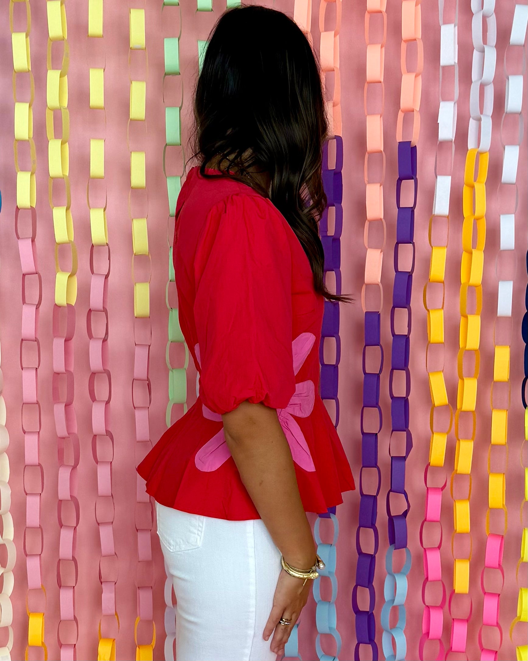 All To See Red/Pink Floral Poplin Top-Shop-Womens-Boutique-Clothing