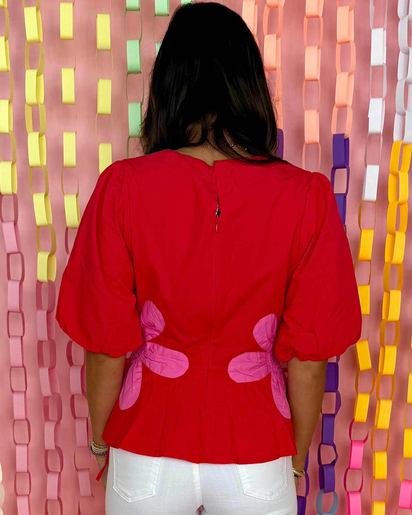 All To See Red/Pink Floral Poplin Top-Shop-Womens-Boutique-Clothing