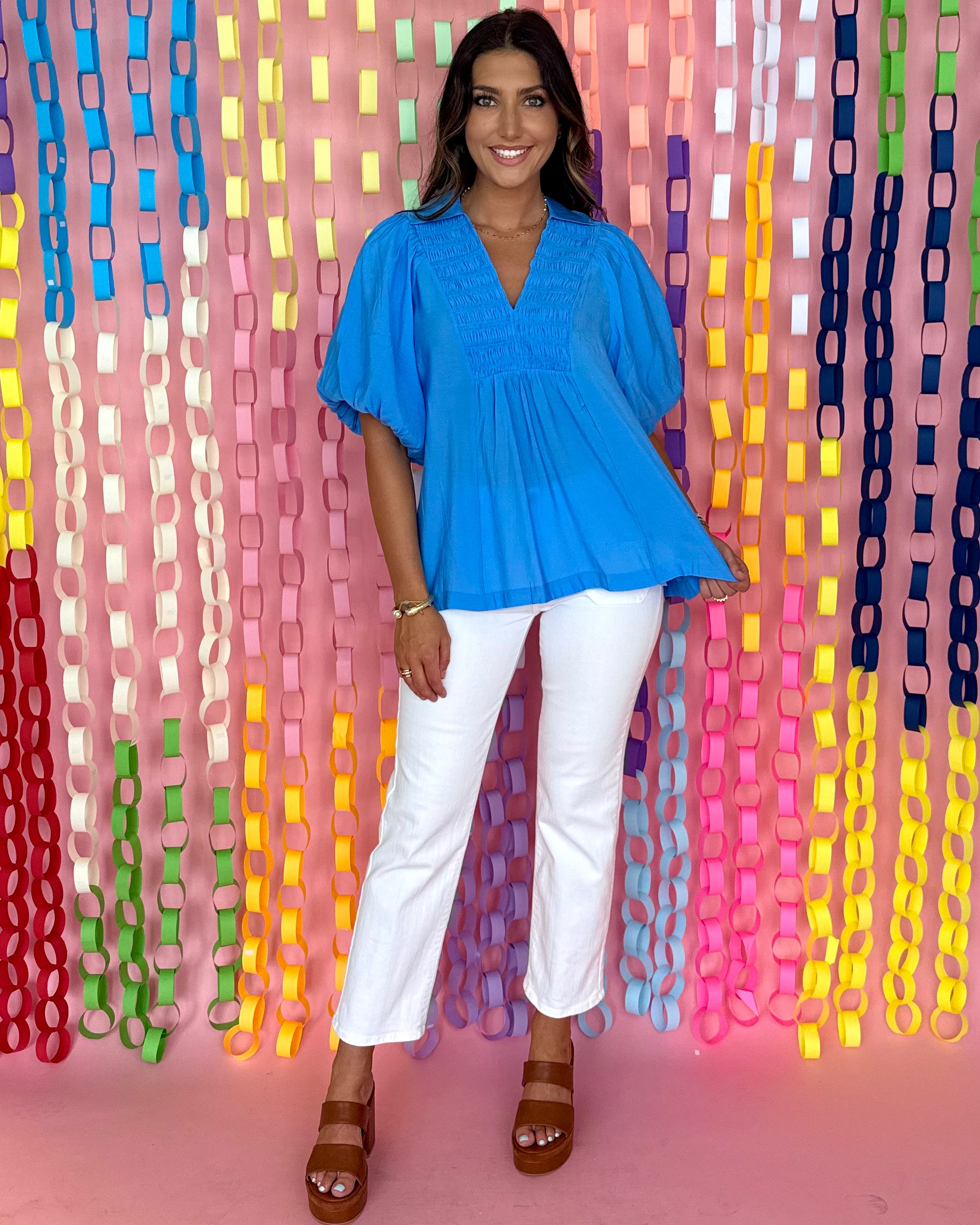 Take It Slow Ocean Smocked Top-Shop-Womens-Boutique-Clothing